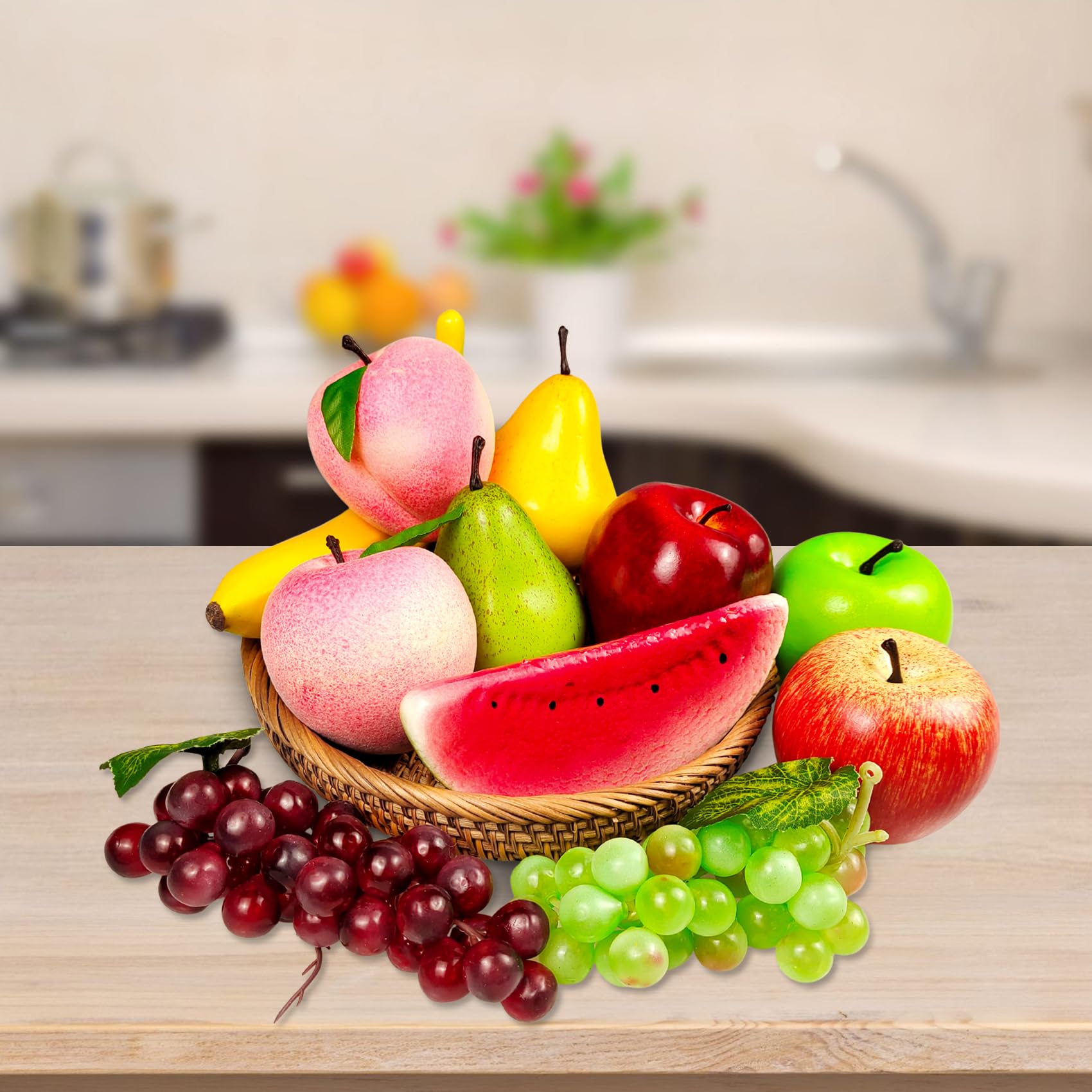 12 pezzi di frutta artificiale, set di frutta finta, frutta di simulazione per la casa, oggetti di scena di frutta di simulazione, decorazioni per feste