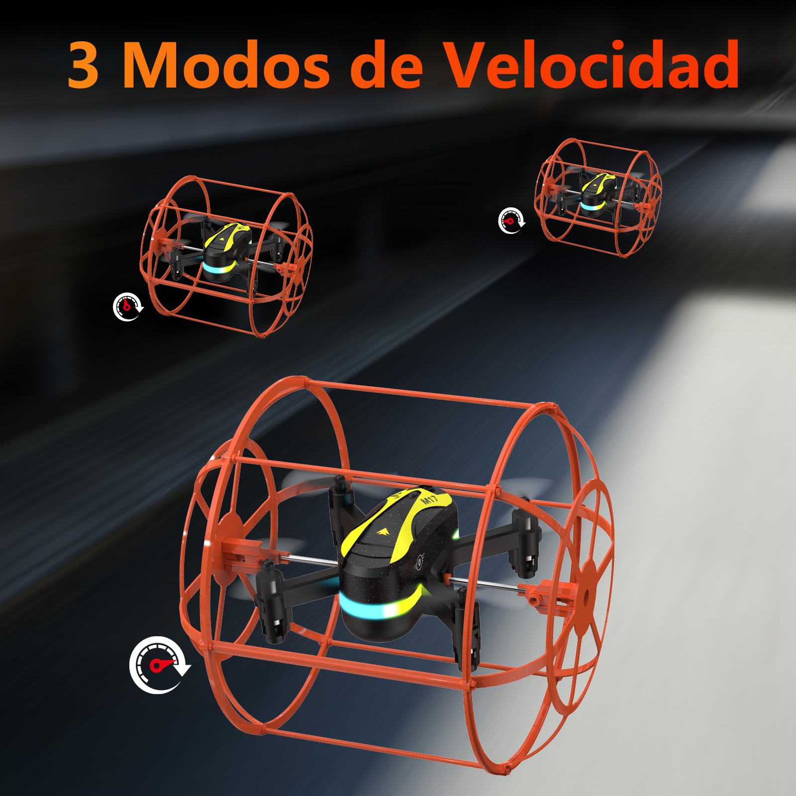 M17 Mini Dron Quadricóptero RC con Escudo Protector Modo Dual Tierra Aire Despegue Aterrizaje con Un Botón Modo sin Cabeza 3 Ajustes de Velocidad 2Baterías Recargables Regalos Fácil de volar