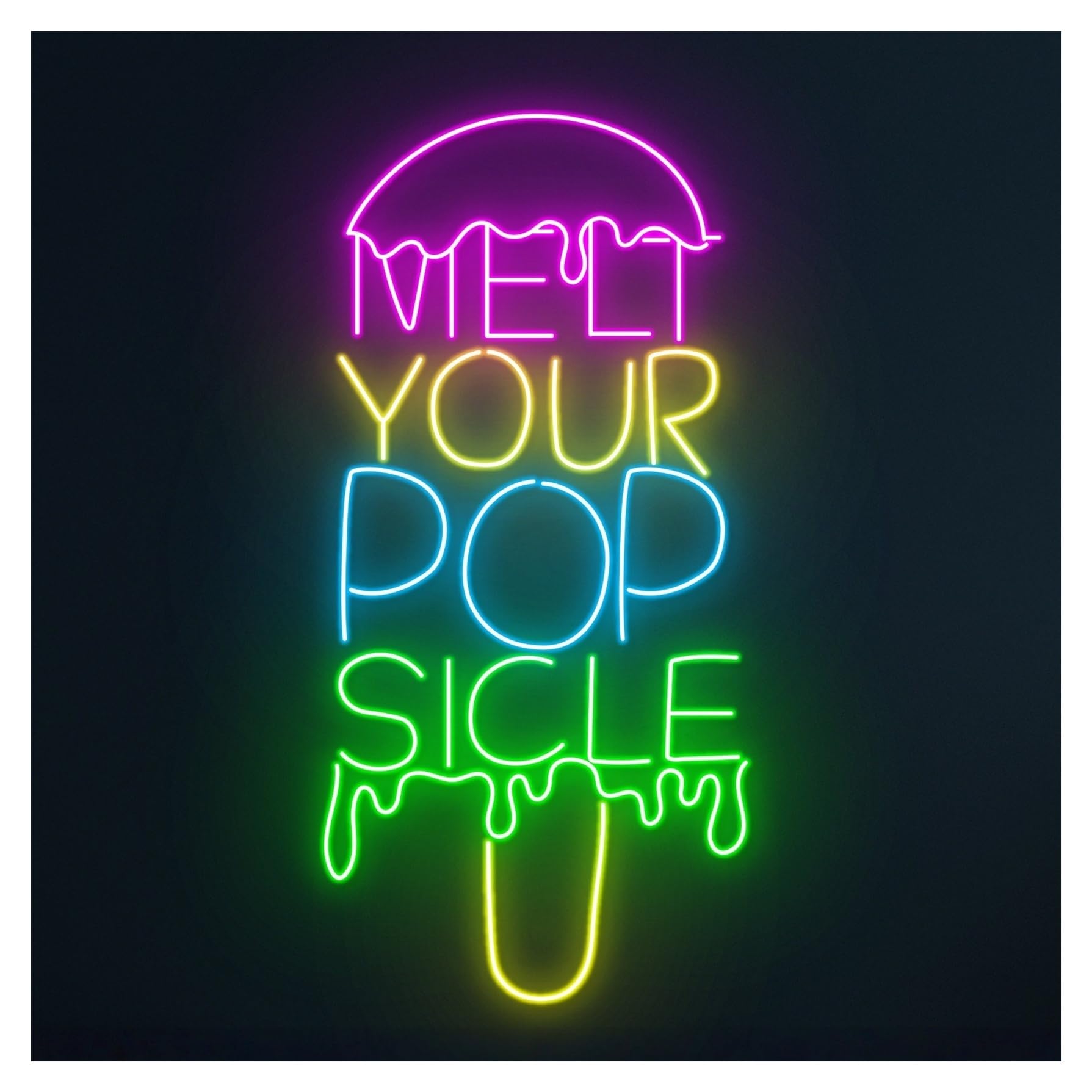 RONGCH Hanging Art Signs Melt Your Pop Sicle Ice Cream Neon Sign Home Bar Storefront Window Display Business Entrance 63cm