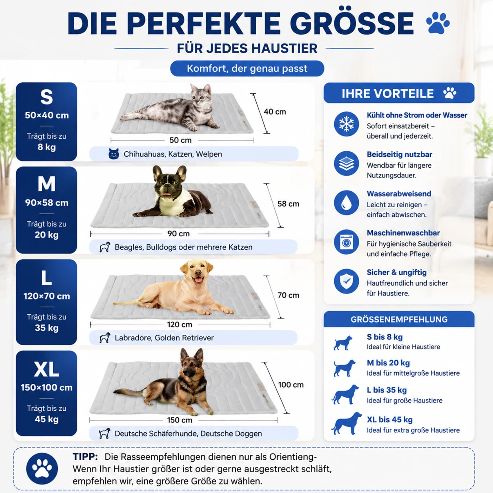Pfotenchill KüHlmatte, Pfoten Chill The Innovative Cooling Mat for Dogs, S/M/L/XL SelbstküHlende Matte, rutschfest, Waschbar, Faltbar für Zu Hause, Unterwegs Oder Im Auto (Grau,M-36 * 23in)
