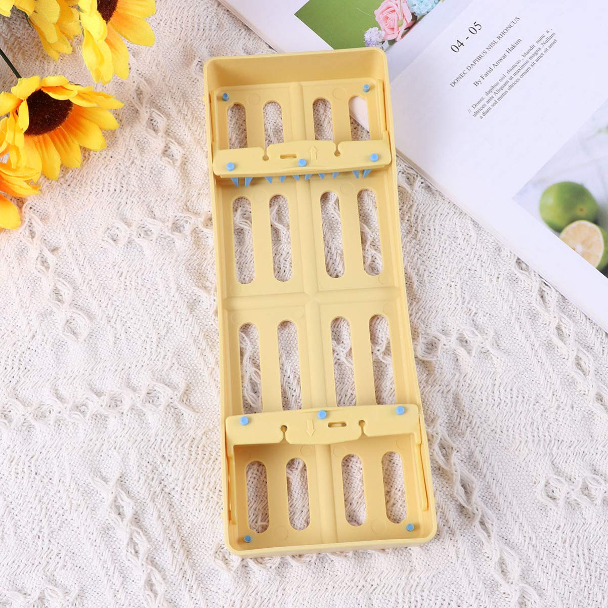 Autoklav Sterilisationskassette Box Tray Tray für 5 Werkzeuge Lagerung 1pc (Gelb)