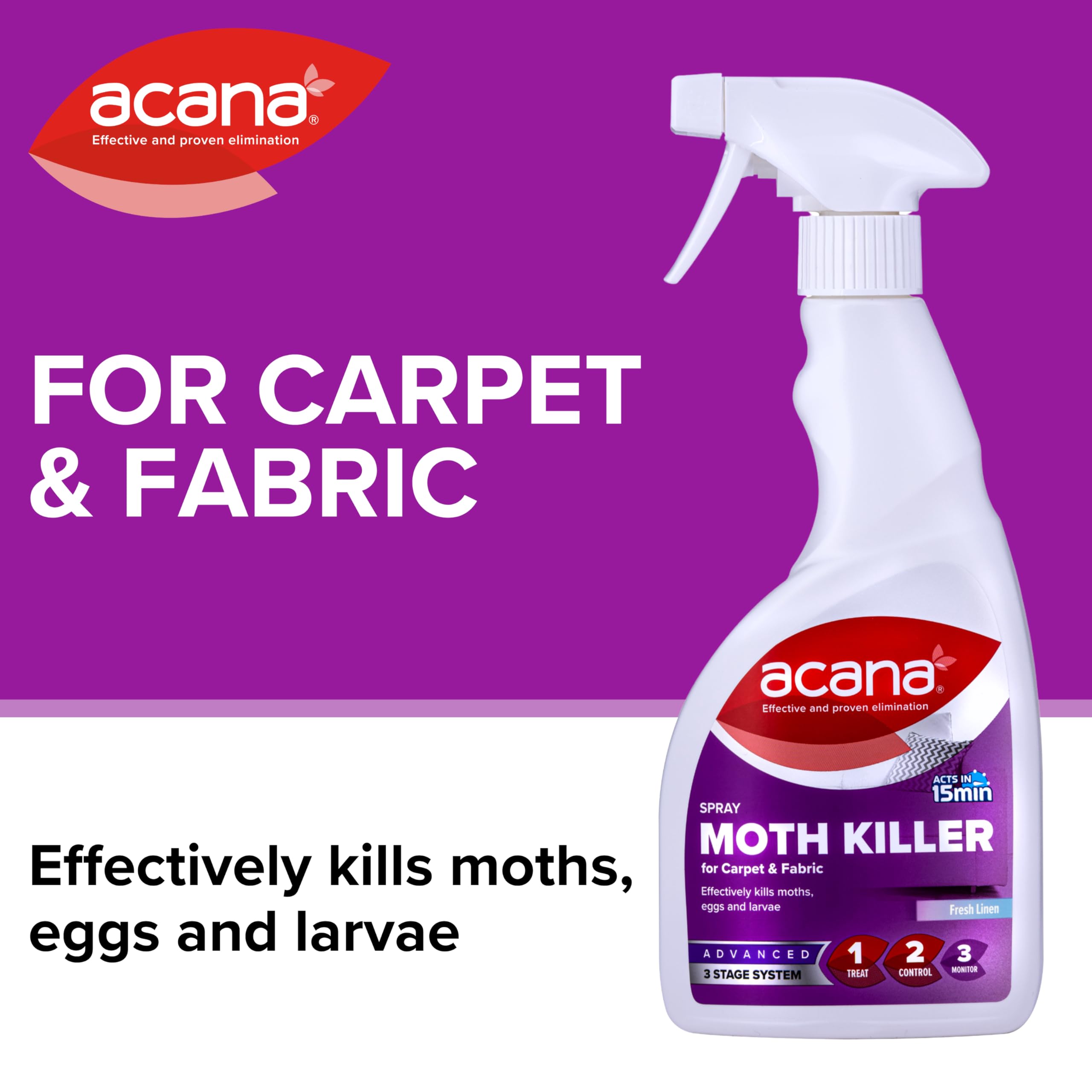 Acana Spray pour moquette et tissu Linge frais 500 ml