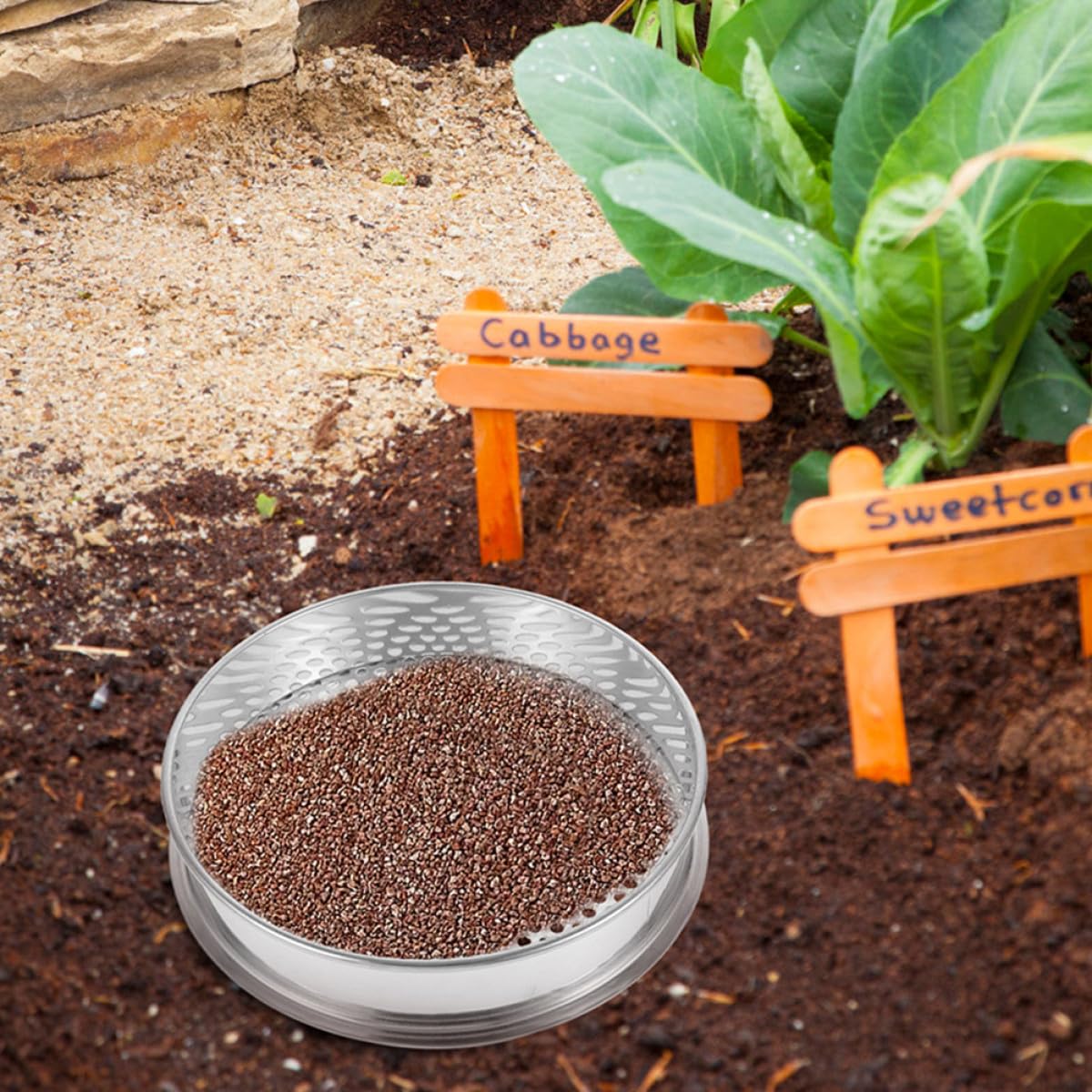 Alasum Setaccio per Terreno in Acciaio Inossidabile con Fori Rotondi da 4mm, Filtro del Suolo Portatile e Versatile per Giardinaggio e Uso Esterno in Spazi Verdi