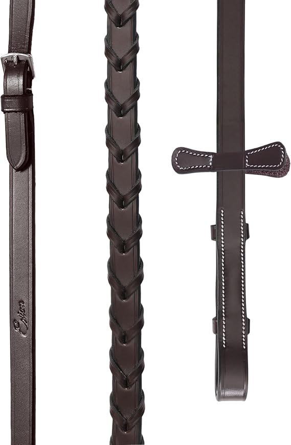 Exion Hunter Anatomic Bridle with Padded Crown & Braided Leather Reins