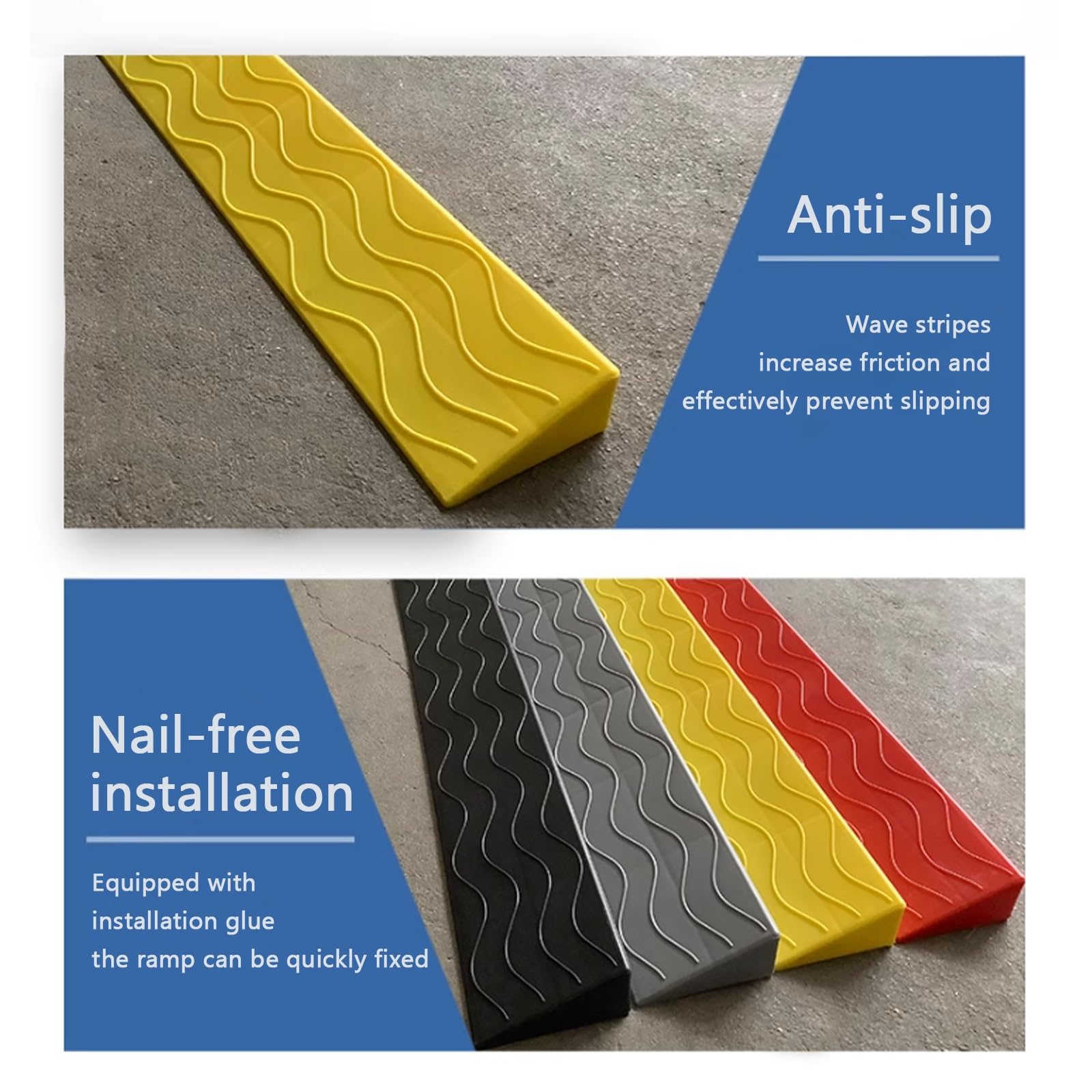 Rampy dla wózków inwalidzkich do domu z antypoślizgowymi paskami i...(Yellow,10cm)