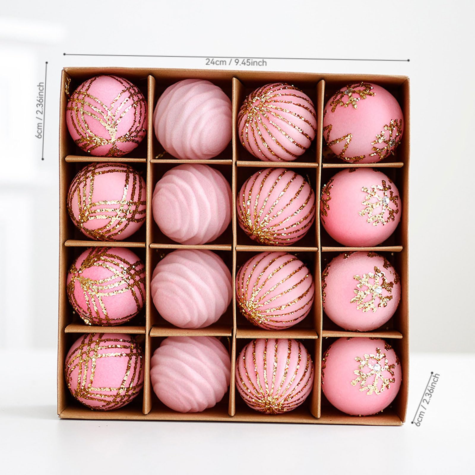 16 bolas coloridas para festividades, adornos irrompibles para árbol de Navidad, colgantes brillantes (blanco)