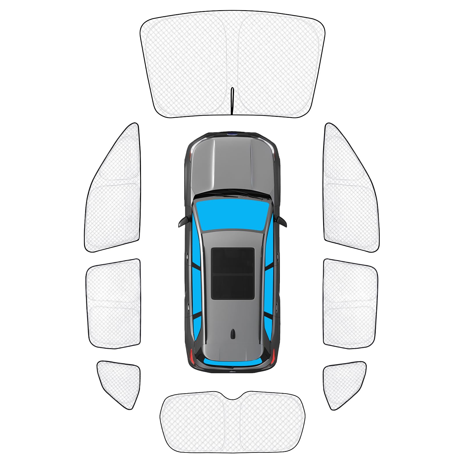 KMF Sun Shades for Subaru Forester Accessories 2025 2026, Full Car Window Covers for Windshield Side Rear, Thicken Sunshade UV Block and Protect Privacy Blackout for Camping 8Pcs