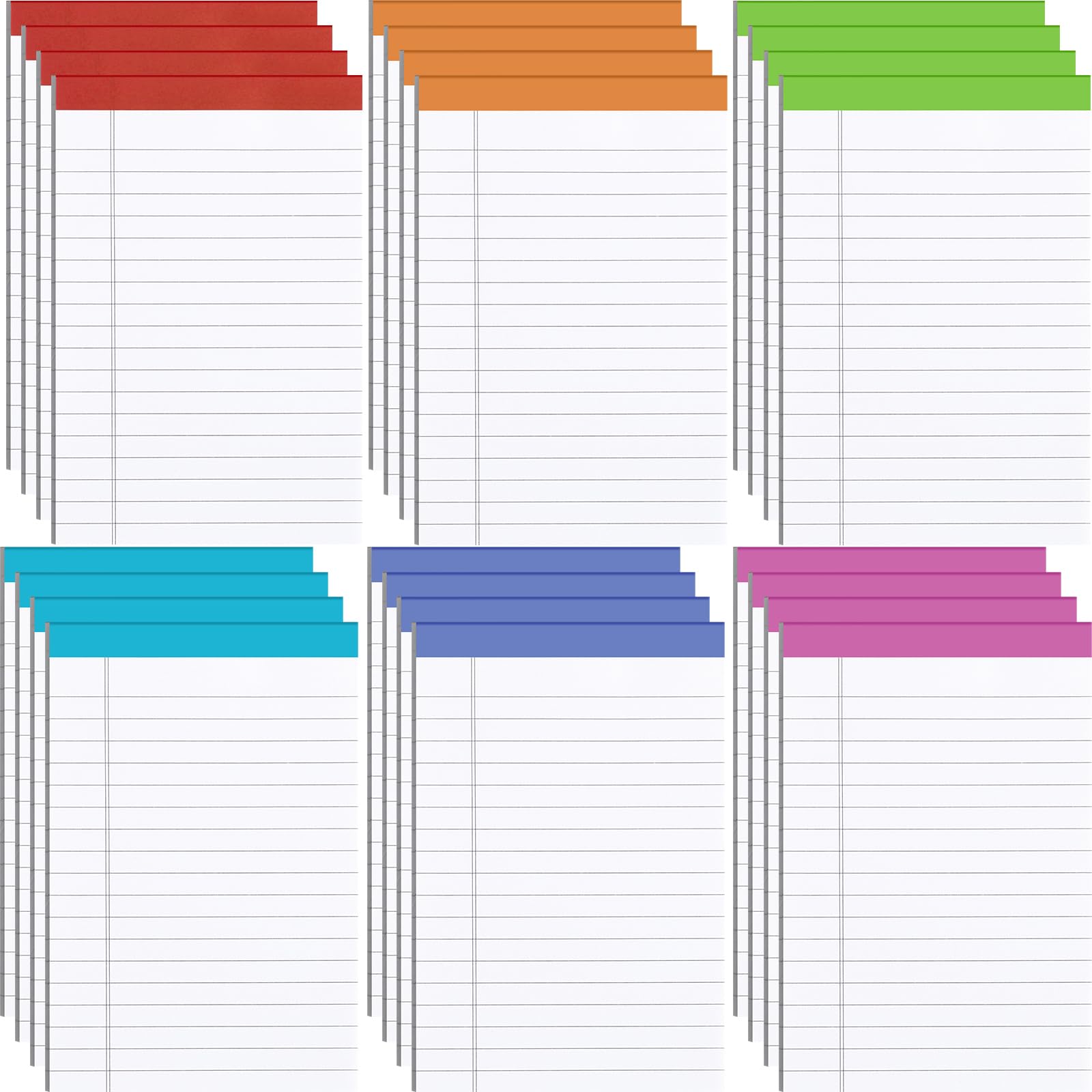 Colarr 24 Pack Legal Pads 4 x 6 Inches Lined Notepads 50 Sheets Wide Ruled Writing Pads for School College Office Business