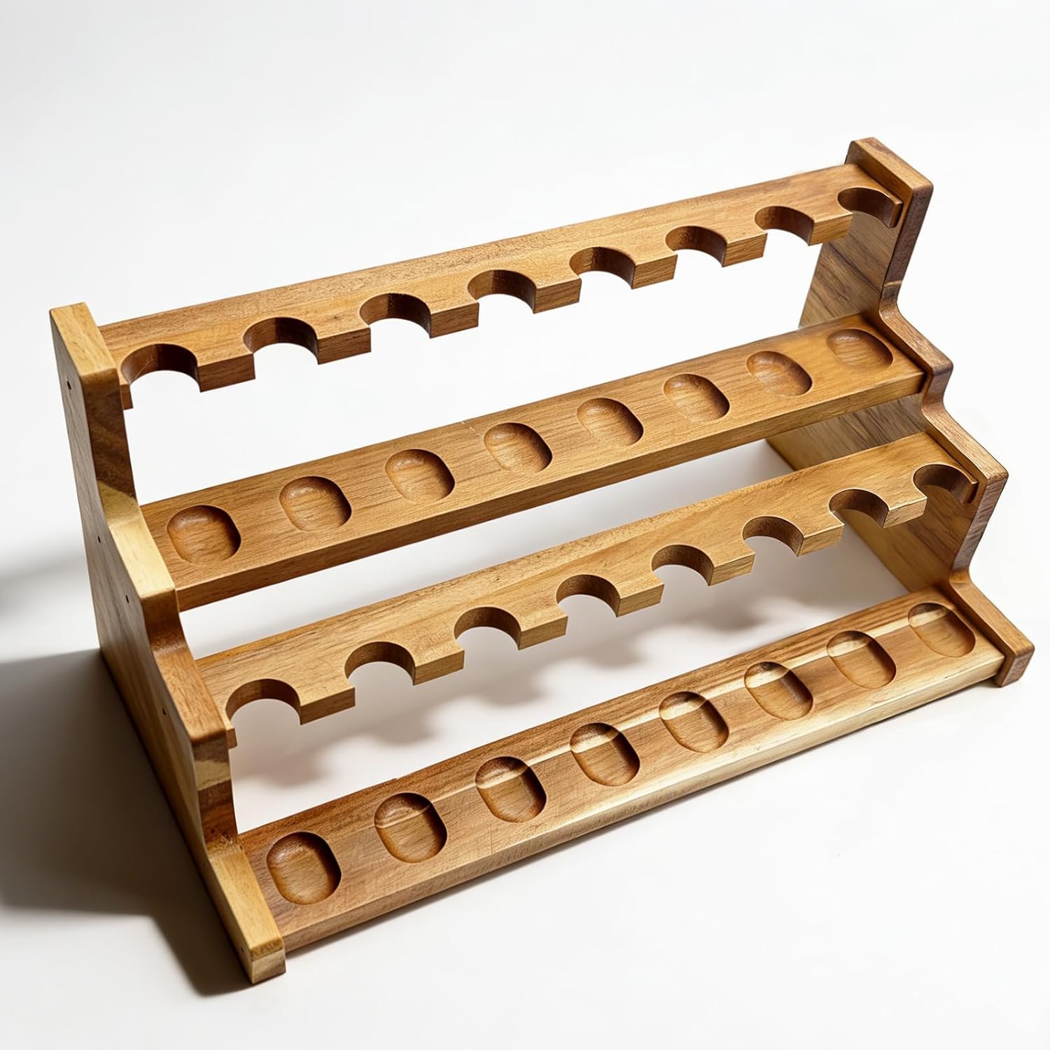 Acacia Wood Tobacco Pipe Stand, 16 Smoking Pipes Double-Layer Display Holder, Premium Natural Wood Rack for Pipe Enthusiasts, Ideal Smoker Gifts for Fathers & Christmas