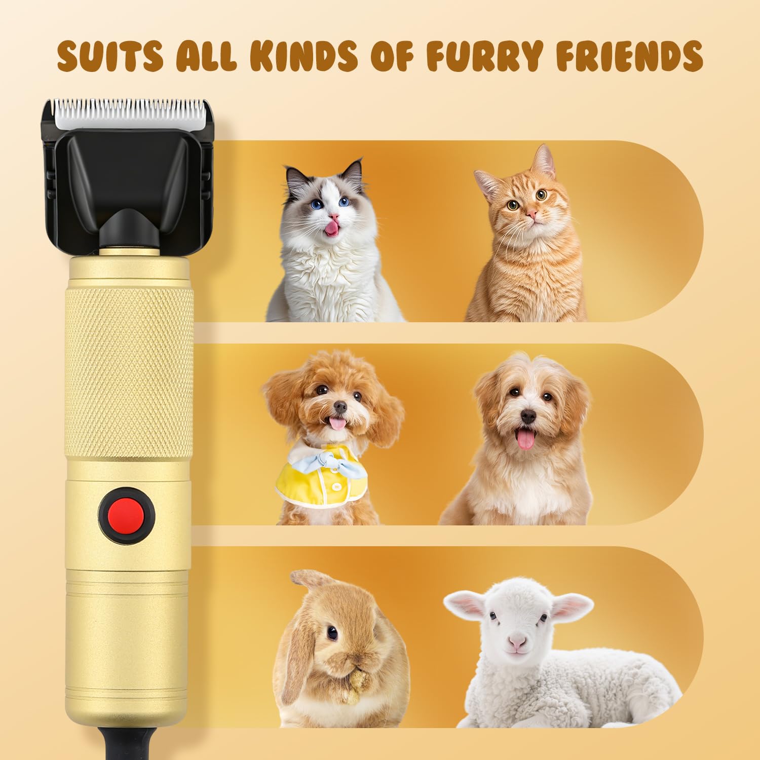 CGOLDENWALL Leise Hundeschermaschine Profi 280W, 2000-6000U/min, <50dB, 3m Kabel, 2 Keramikklingen, 2 Aufsteckkämmen für Hunde, Katzen