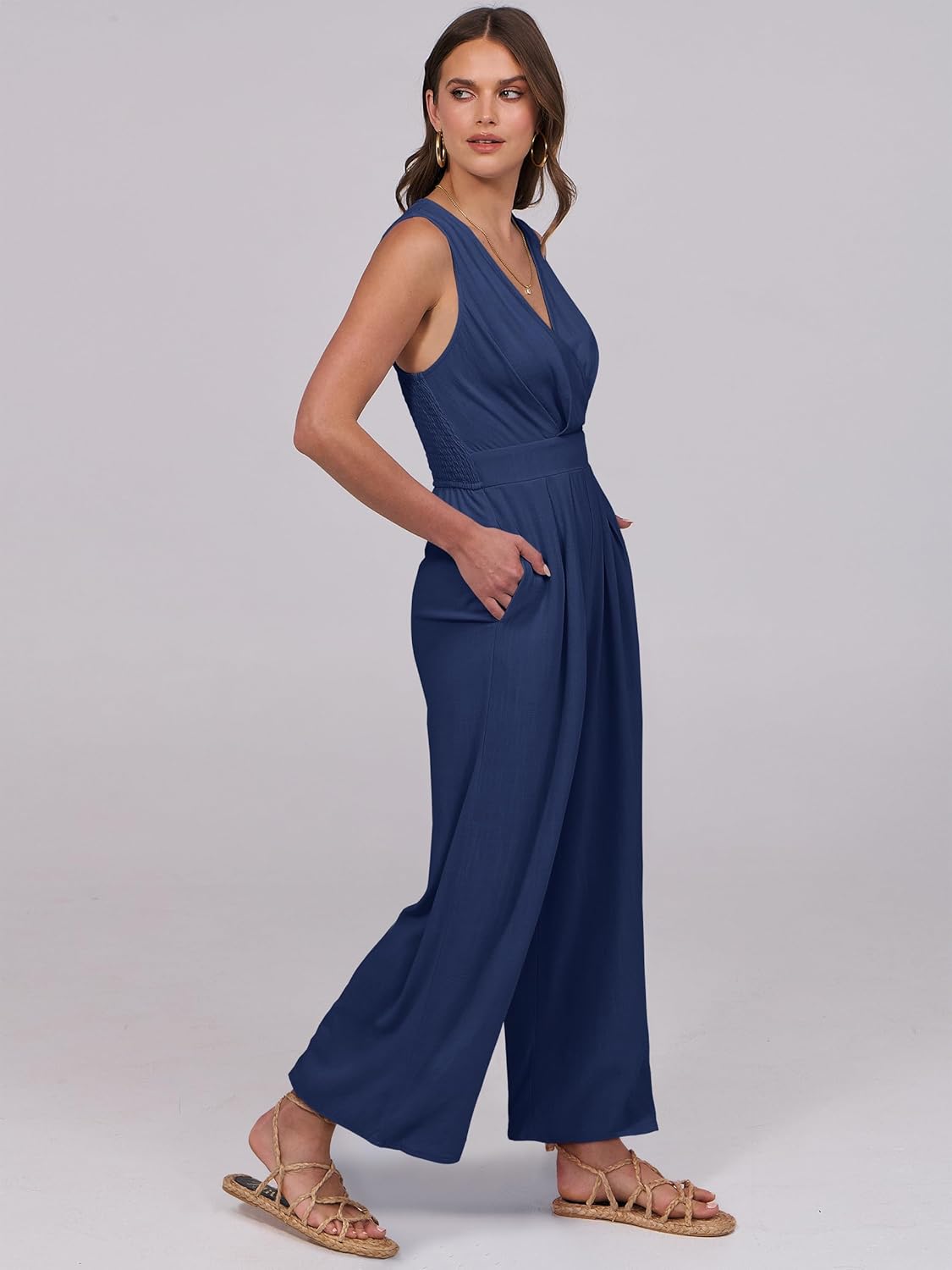 ANRABESS Women Jumpsuits Sleeveless V Neck Elegant Dressy Casual Backless One Piece Pants Romper 2026 Summer Outfits - Image 6