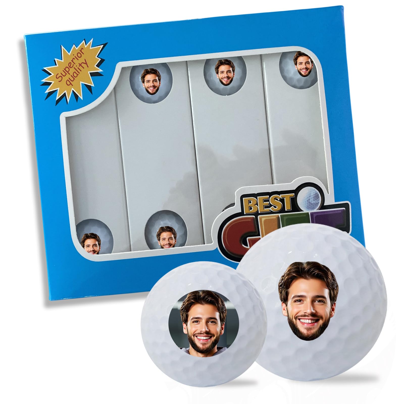 BROKANER Personalized Golf Balls for Men Women Two Layers Construction Golf Ball Custom with Any Picture and Text (White)