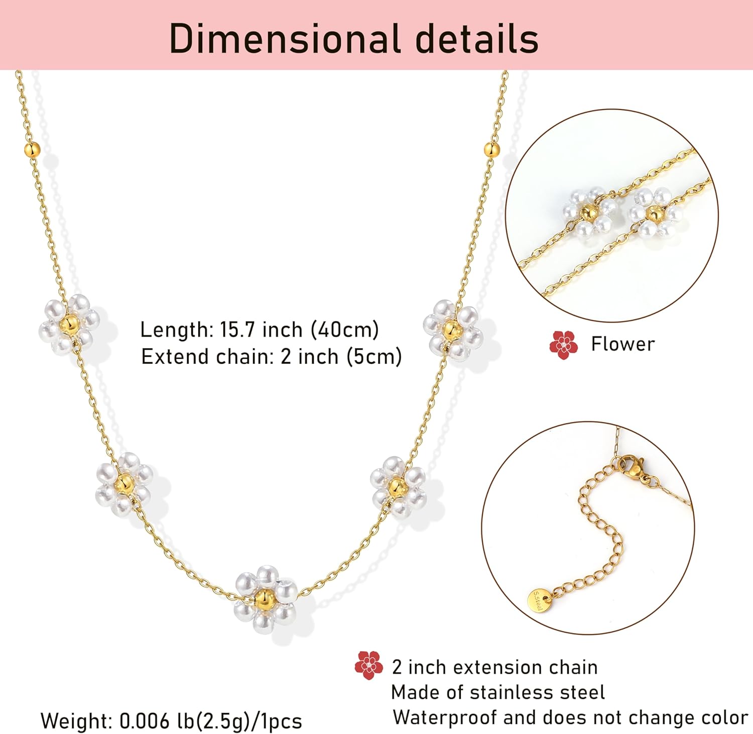 Elegance 11 designs Flower Daisy Choker for Women Waterproof Stainless Steel Fashion Gift - Image 4