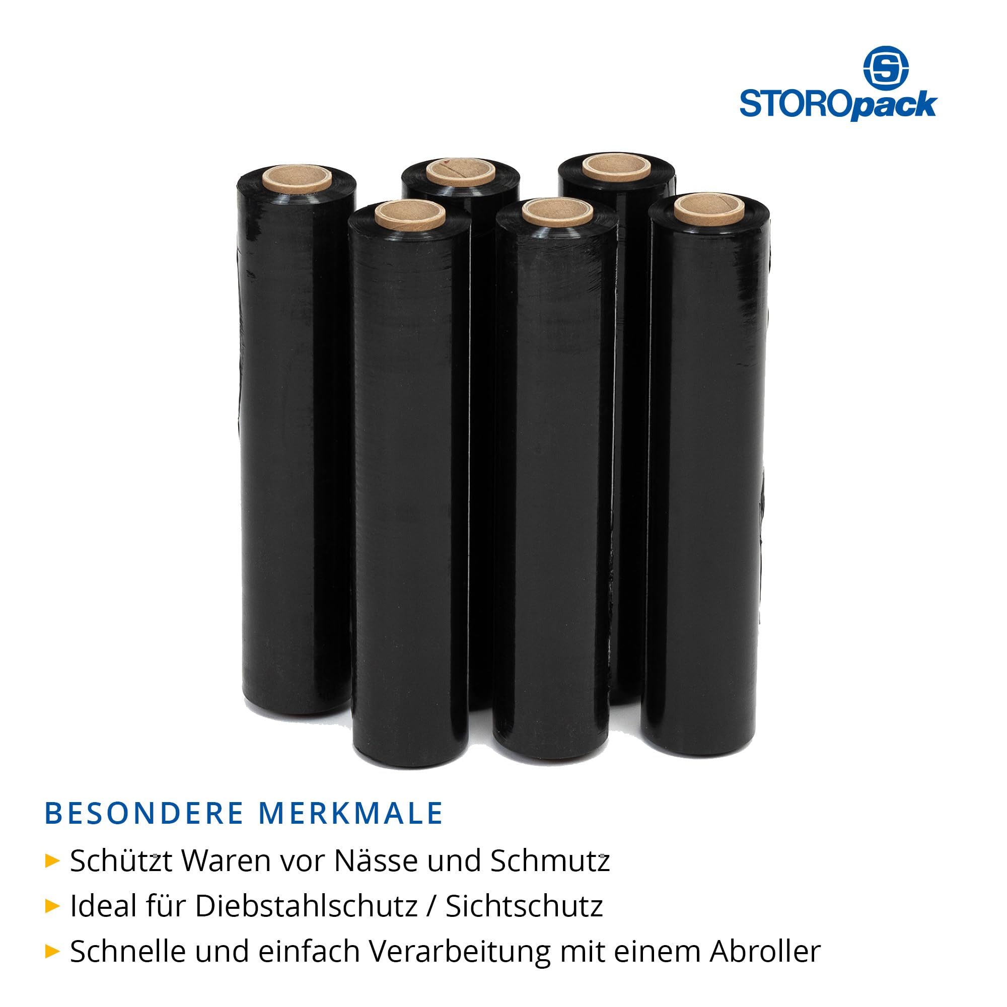 Lot de 6 rouleaux de film plastique-épaisseur 20 microns - 500 mm 300 m noir