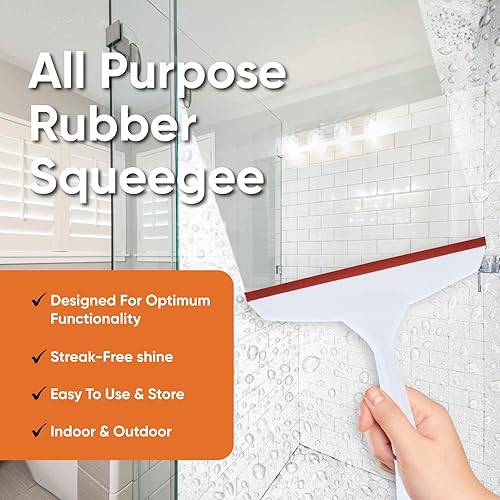 Miniatura 4 de Superio Escobilla de ventana de 6" con mango de agarre y gancho para colgar. (rojo)