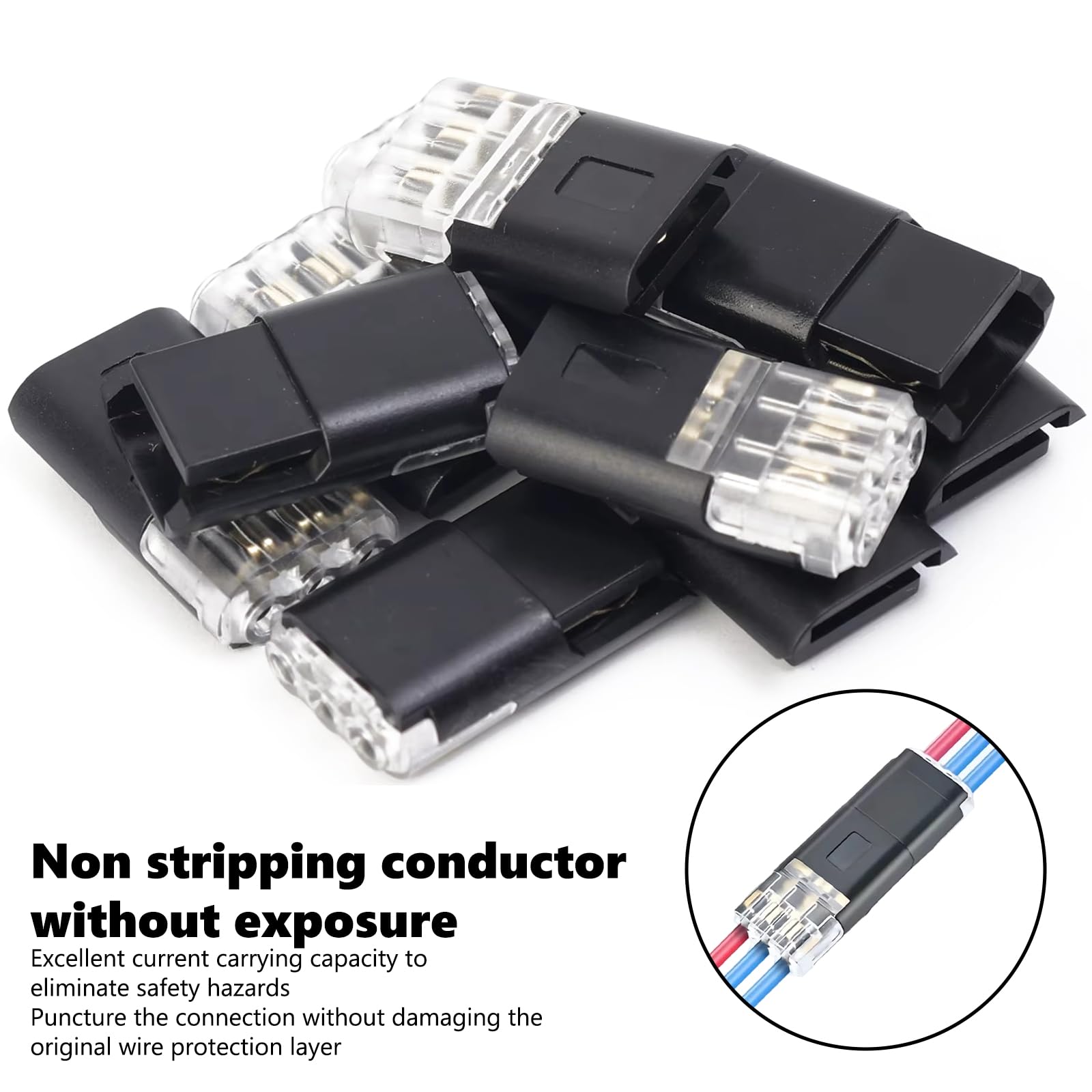 20 Pezzi Connettore, Connettori Cavo 3 Pin, Connettori Elettrici Rapidi, per Fili 18-22 AWG, Terminali Elettrici LED, Auto, Bassa Tensione