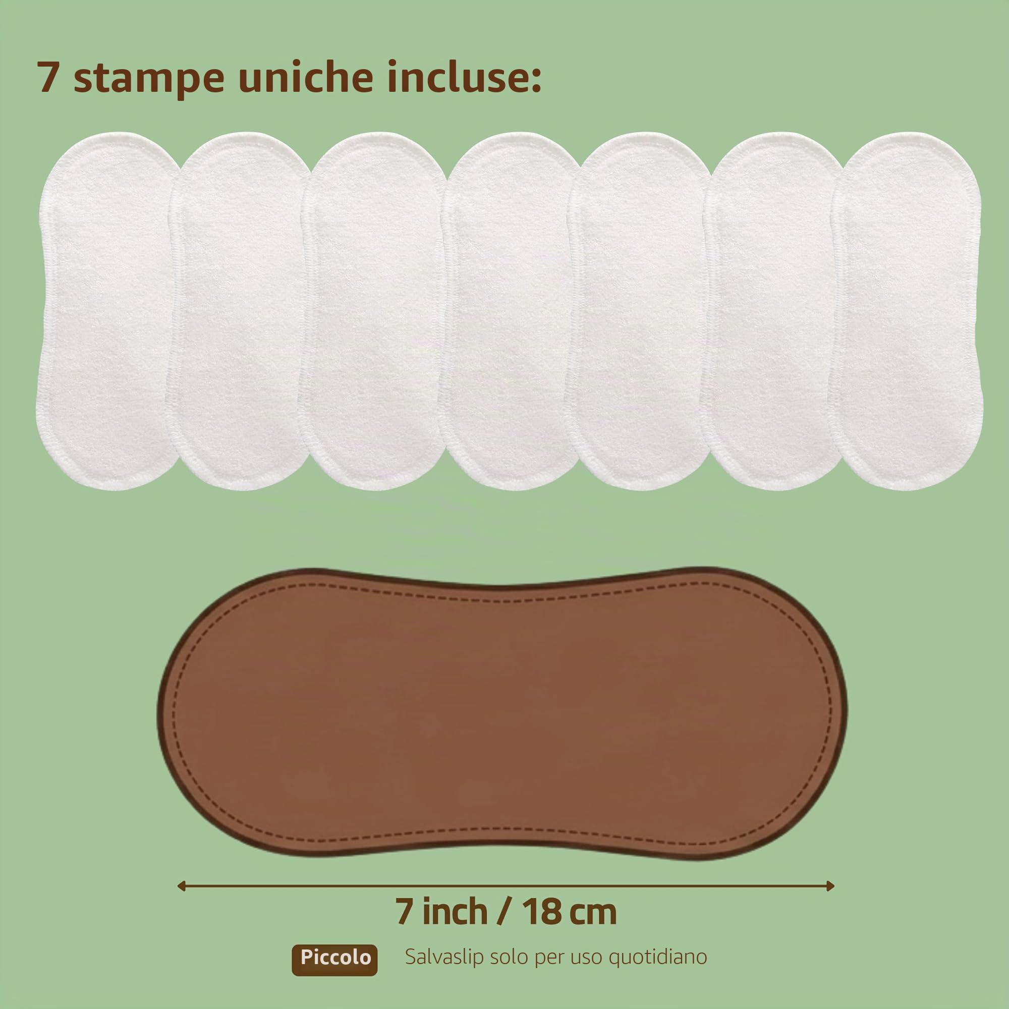Salvaslip Lavabili Bambù ORGANICO; 7 Pezzi (S) Donna MADE IN EU; Assorbenti Lavabili senza PUL; Riutilizzabili per l'uso quotidiano e perdite vaginali, NON per il ciclo menstruale