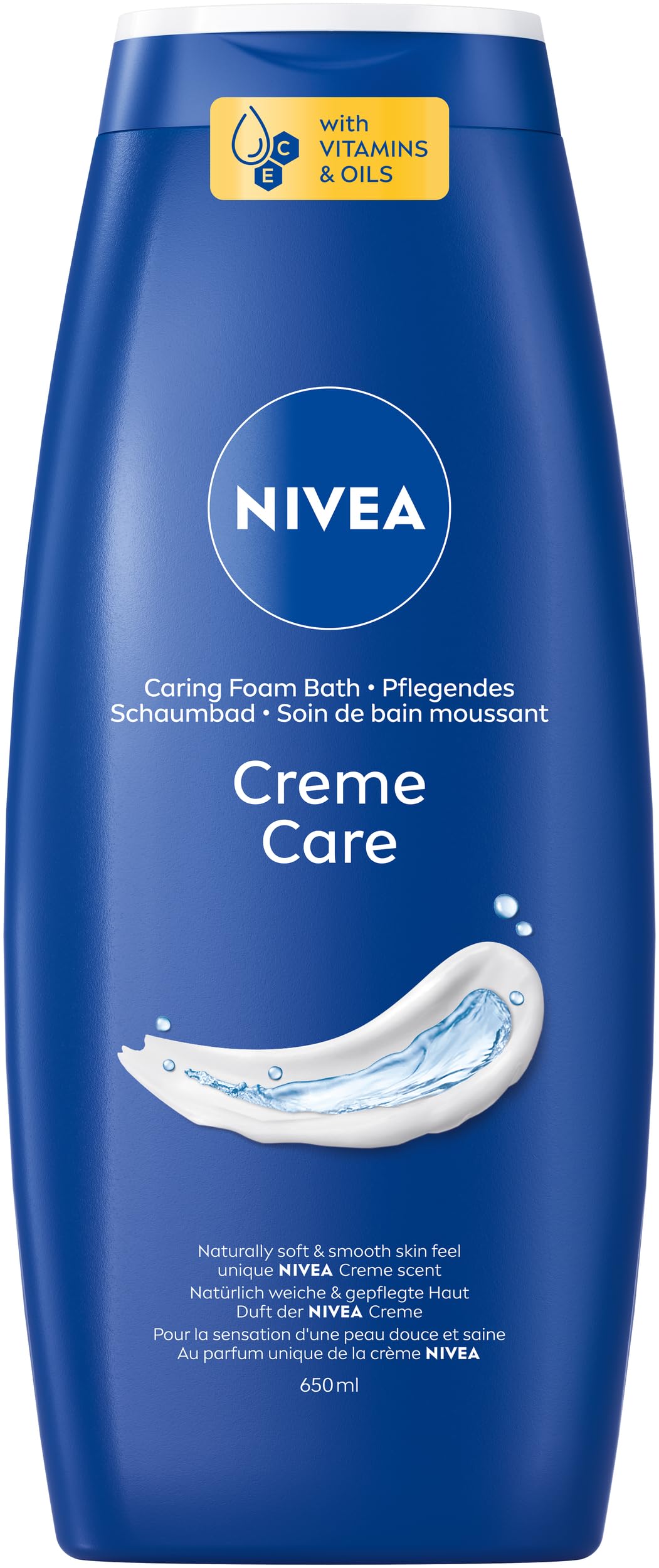 NIVEA Creme Care Pflegendes Schaumbad, pflegender Badezusatz mit entspannendem Duft, hautschützendes Entspannungsbad für ein verwöhntes Hautgefühl (650 ml)