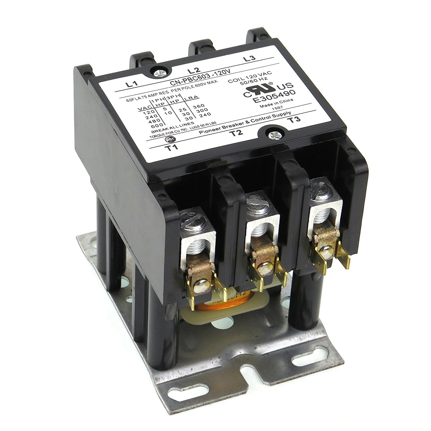 YC-CN-603-2 YuCo CN-PBC603-120V Definite Purpose CONTACTOR 60AMP 3POLE 120VCOIL 60 FLA 75 RES