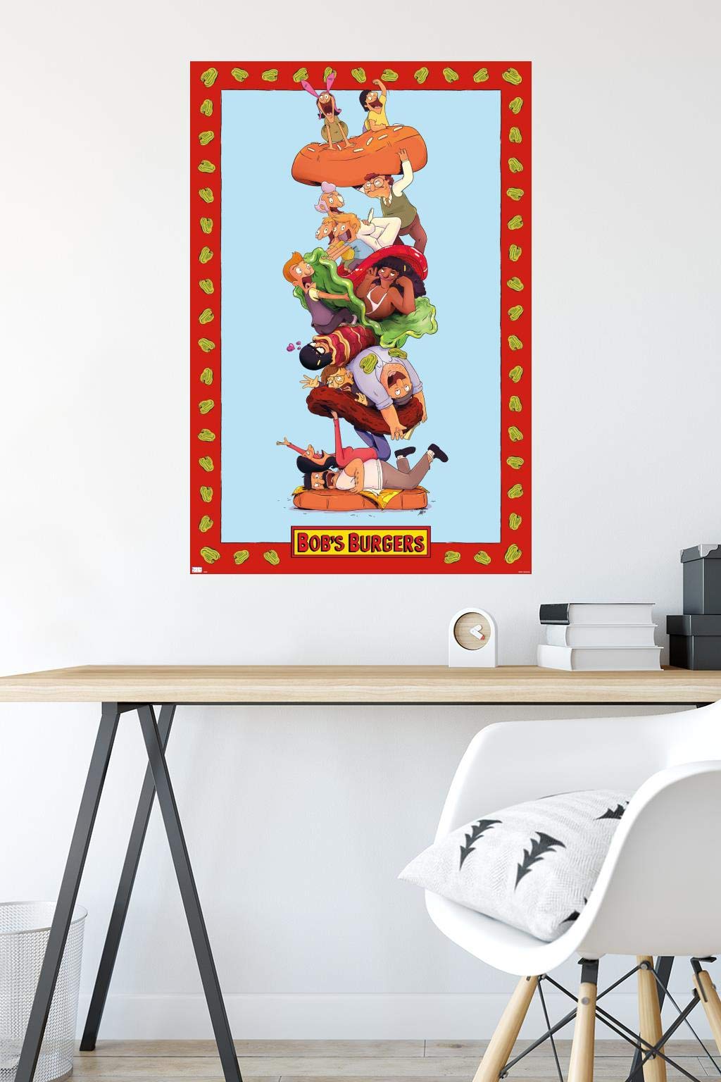 Open Road Brands Decorazione Parete In Legno Bob's Burgers - 62x22 Cm - Immagine Verticale Con Personaggi, Ufficiale, Per Casa E Cameretta