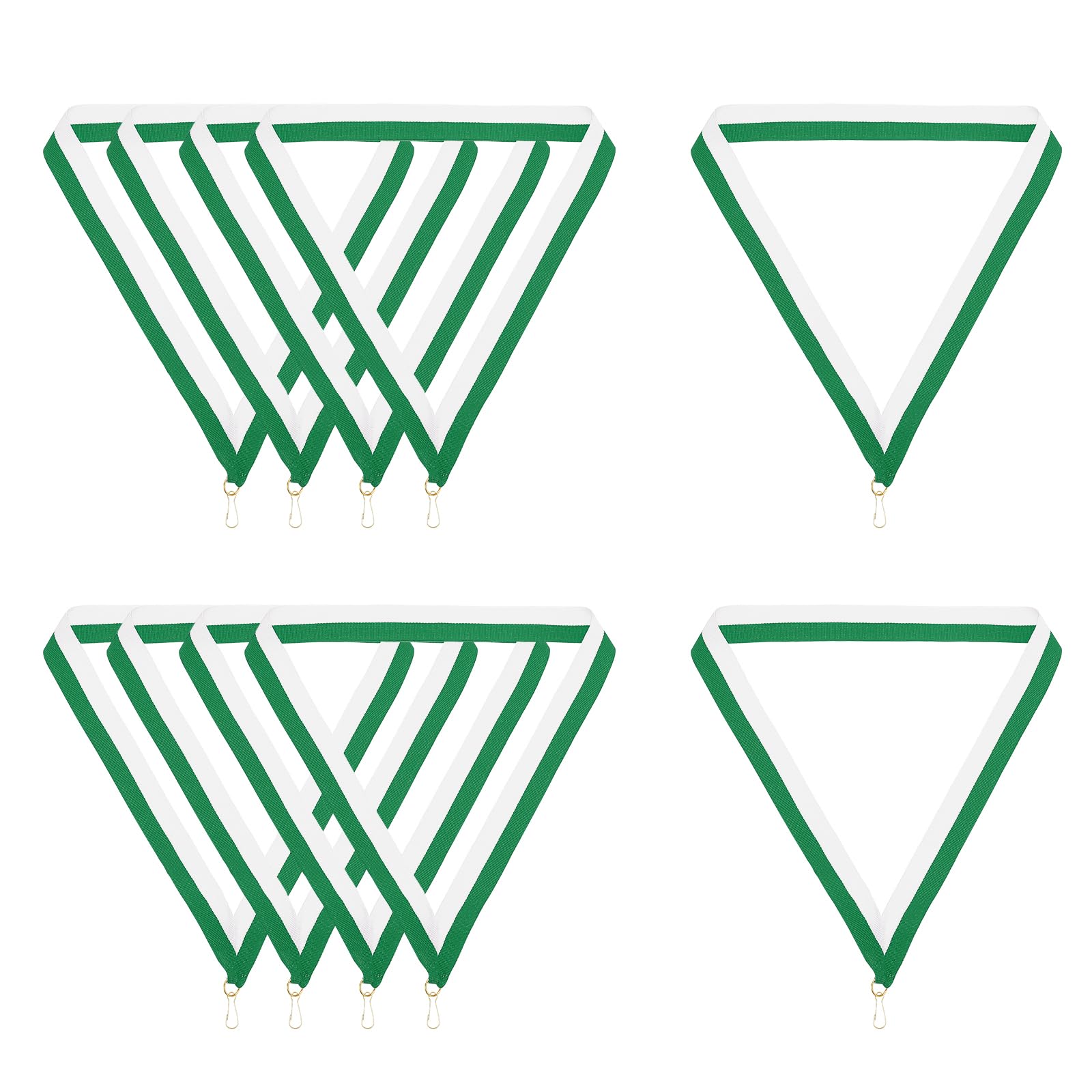 PATIKIL Award Neck Ribbons with Snap Clips, 10 Pcs Polyester Striped Medal Lanyards Ribbon for Competitions Sports Meetings Sports Party, Green White