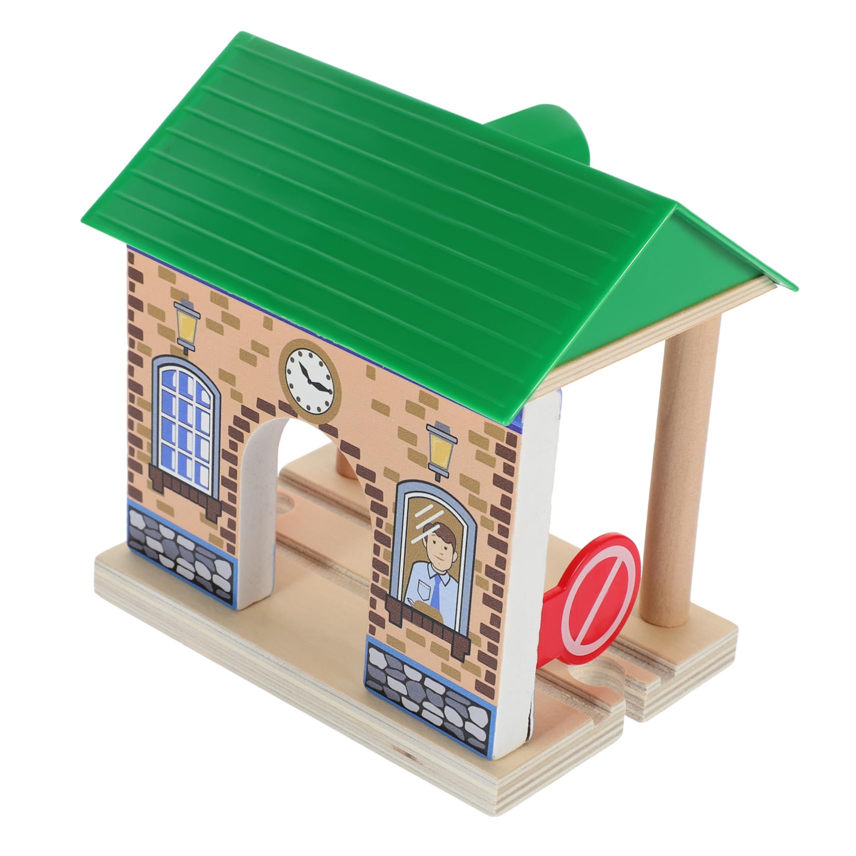 Toyvian Accesorio Superficie Pulida y Resistente de Estación de Tren de Juguete de Madera para Juegos Infantiles en Interiores y Exteriores