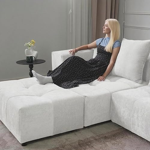 Miniatura 3 de JACH Sofá modular en forma de U de 144.1 pulgadas, sofá modular moderno de mediados de siglo, sofás de 3 plazas con tumbonas para sala de estar,