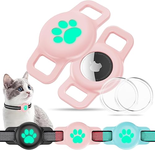 Soporte para Airtag para collar de gato para collar de gato, soporte protector para collar de perro Apple Airtag pequeño, paquete de 2 fundas