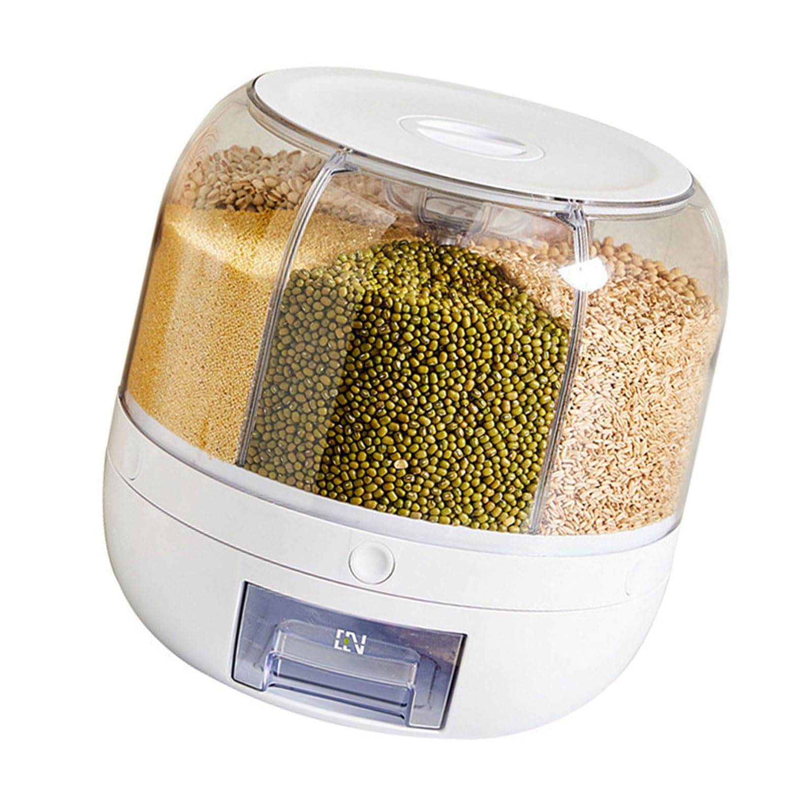 GTYLF Rotating Rice Dispenser Multipurpose Grains Storage Container with 6 Removable Bins Sealed Dry Cereal Grains Bucket Household Organizers
