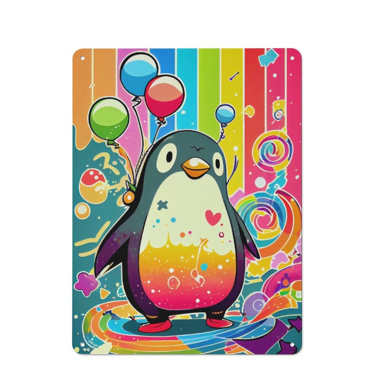 Junmoney Penguin Kids Retro Metal Plaque 40X30cm For Lounge Or Reading Corner, Winter Wall Decor For Reading Corner Decorators