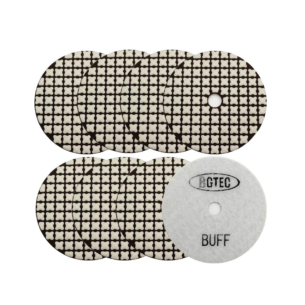 BGTEC Set di Tamponi per Lucidatura Diamantati a Secco da 100 mm Set di Tamponi per Lucidatura Bianchi da 8 pezzi per Lucidatura del Controsoffitto in Pietra di Marmo di Granito e Quarzo