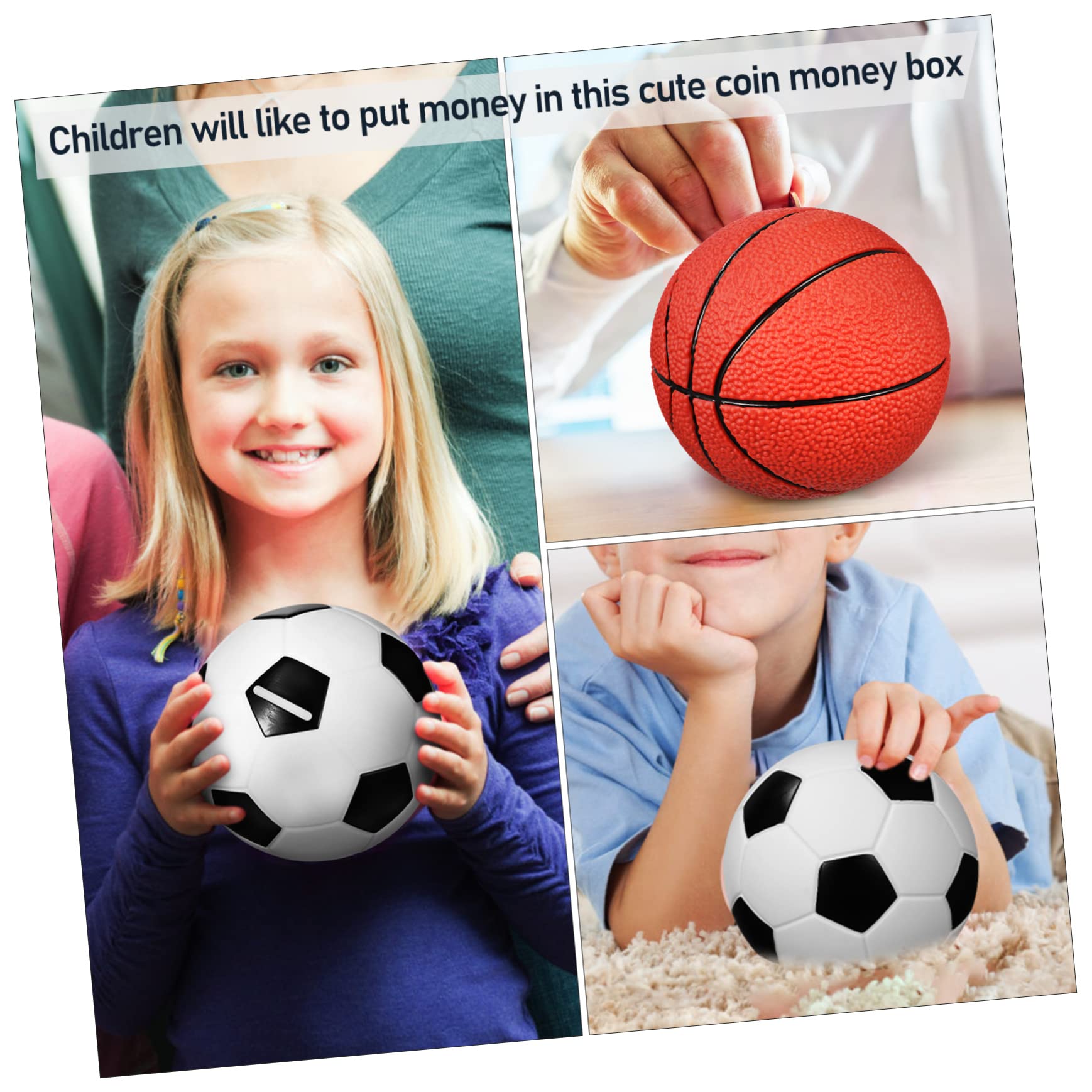UPKOCH 2pezzi Salvadanaio Per Bambino Forma Di Pallone Da Basket e Calcio Salvadanaio Da Calcio Set Di Palline Sportive Barattolo Per Risparmio Di Denaro