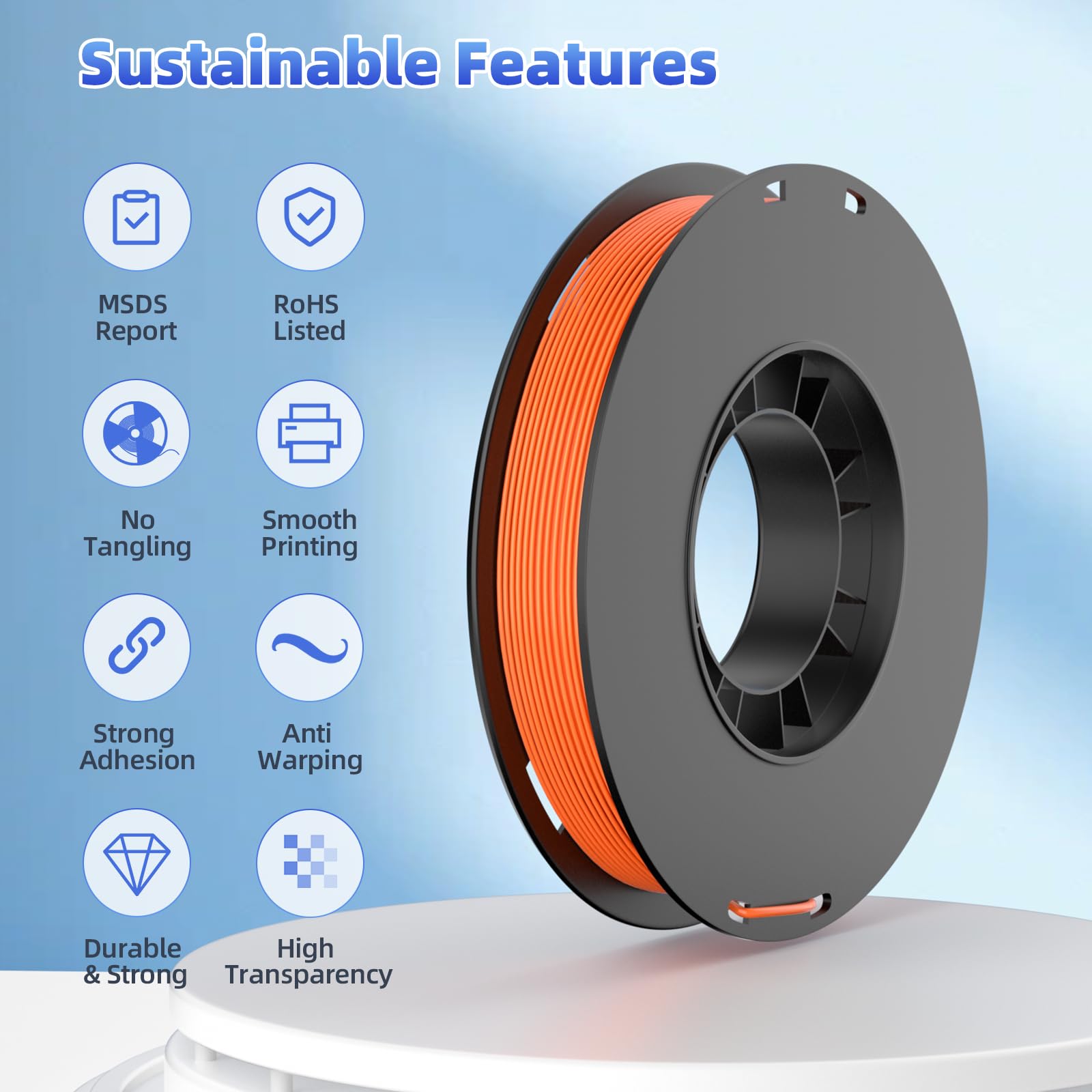 8-Color PETG Filament Bundle for 3D Printers 1.75 mm, 8 Pack Filament Refills, 269 FT 250 g Per Spool, 2 kg in Total, White, Black, Red, Blue, Yellow, Green, Orange Yellow, Sakura Pink