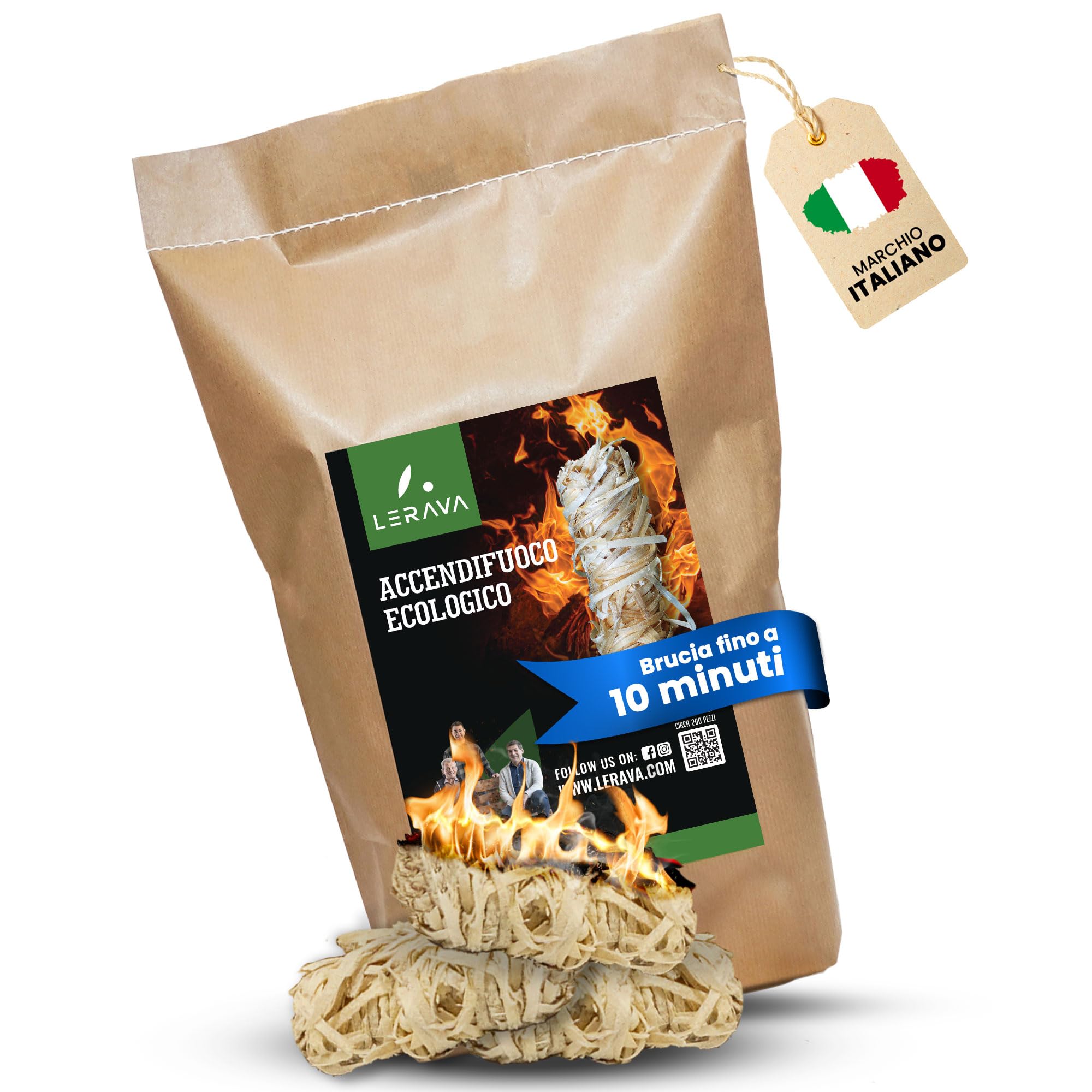 Accendifuoco Ecologico In Lana Di Legno - Per Camino, Barbecue E Griglia, Senza Fumo Né Odore
