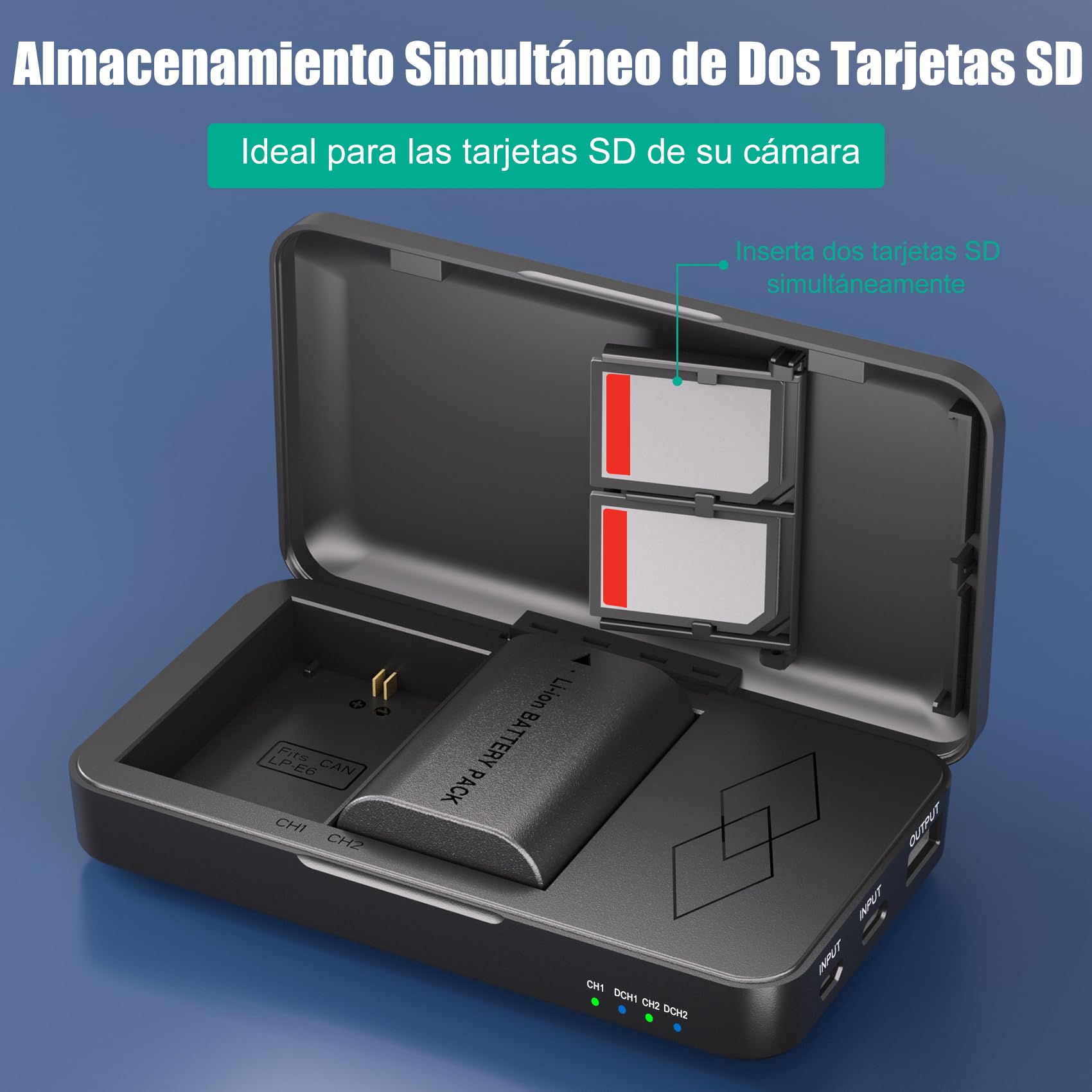JYJZPB 2X LP-E6 LP-E6N Baterías de Repuesto 2300mAh y Cargador de Batería para Canon LP-E6, Compatibles con Canon EOS 5D Mark II, III, IV, 5DS, 5DS R, 60D, 6D Mark II, 7D, 7D Mark II, 70D, 80D, R5, R6