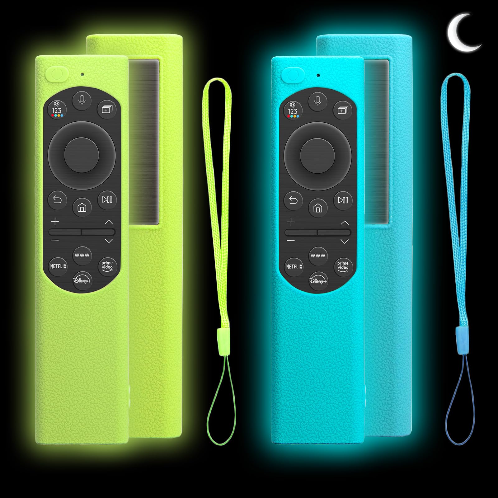 Custodia Protettiva per Telecomando Samsung (2021-2022) BN59-01357, BN59-01385, BN59-01265A - Silicone Antiscivolo e Antiurto (Blu Fluorescente + Verde Fluorescente)