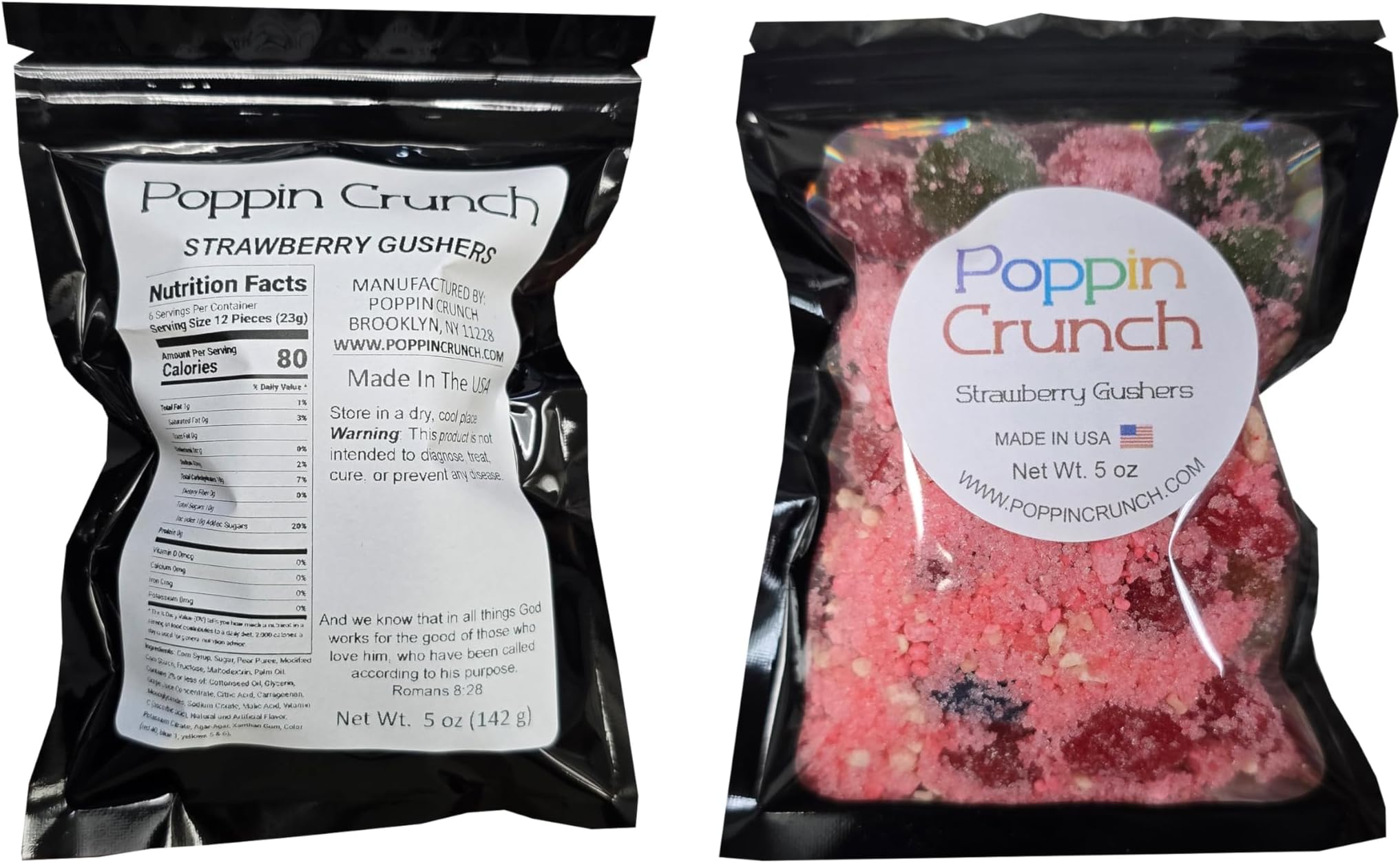 Poppin Crunch Strawberry Gushers Candy Snacks 1-2 LBS - Choice of Sweet or Sour Bonbon Candies Corn Sugar