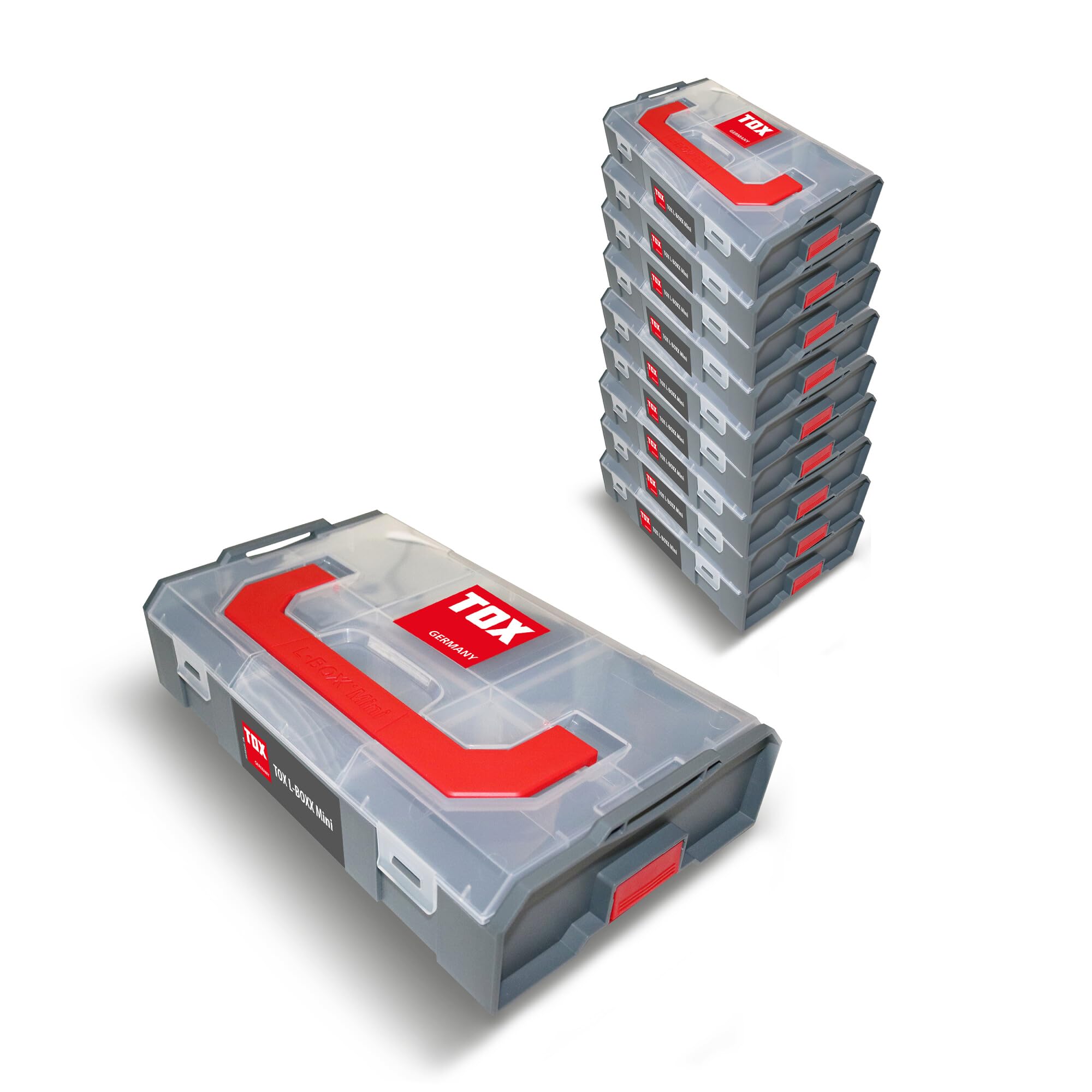 Coffret TOX L-BOXX Mini en lot, empilable et encliquetable avec le système L-BOXX, divisible en 6 compartiments, rangement clair pour chevilles et vis, lot de 3 pièces, 094909147