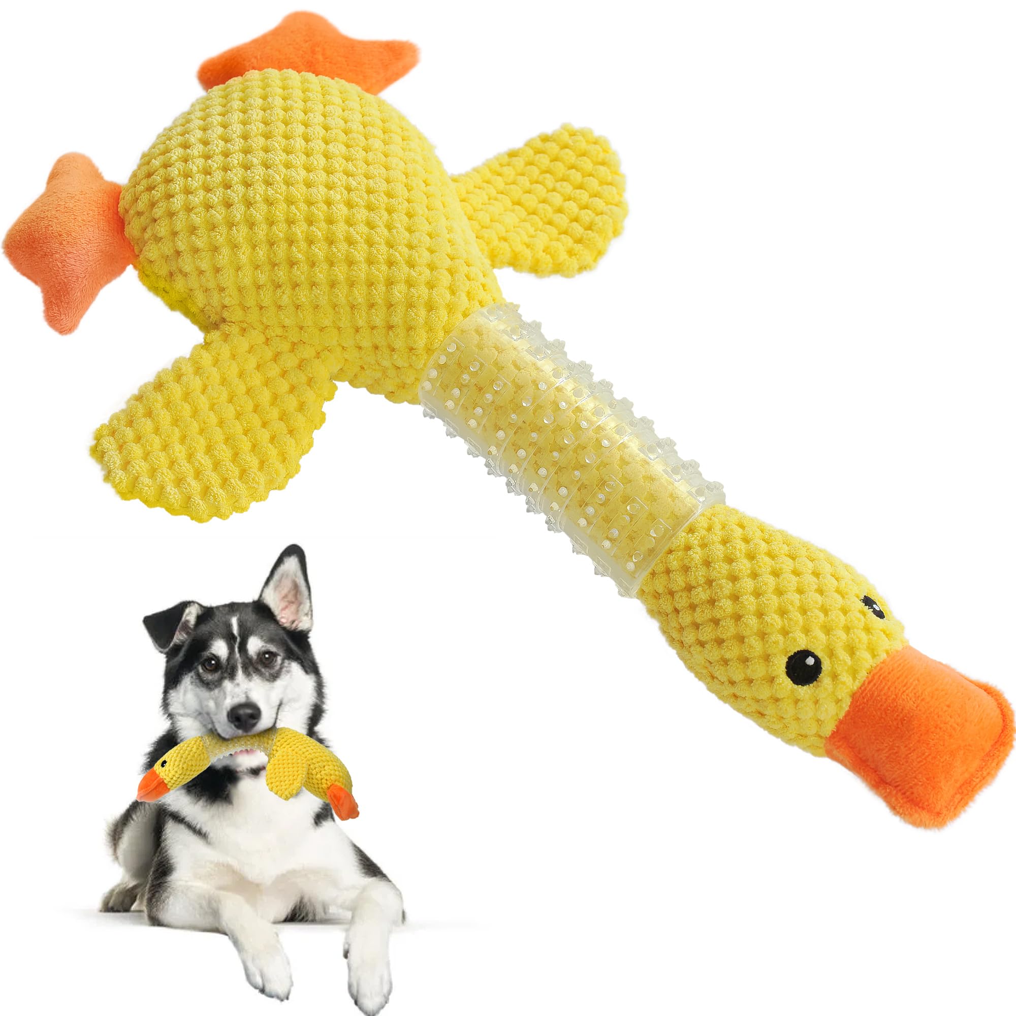 Fida Dog Chew Toys for Aggressive Chewers Rubber Neck, Squeaky Dog Toys for Large Dogs, Indestructible Dog Toy Durable Puppy Teething Toys Plush Duck Dog Toy to Keep Them BusyGlobal Recycled StandardGlobal Recycled StandardGlobal Recycled Standard