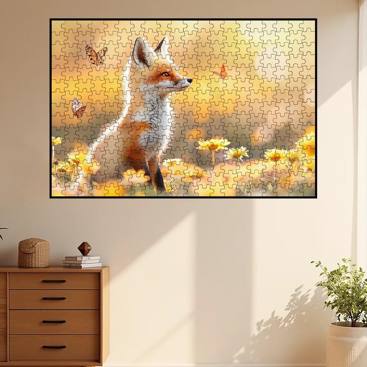 Puzzle 4000 sztuk dla dorosłych lis, puzzle kwiat, puzzle 4000 sztuk dla dorosłych, drewniane puzzle z pudełkiem na prezent rozmiar 141 x 87 cm, wyzwanie puzzle dla całej rodziny, prezent dla kobiet