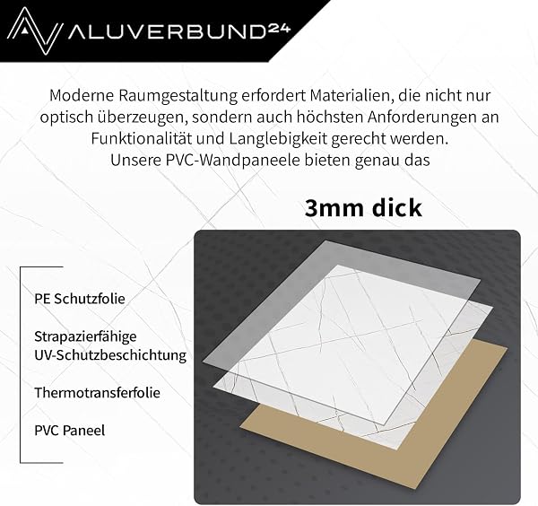 AMON Wandpaneele 122x244cm in Natur-Steinoptik (Classic Grey) ideal als Duschrückwand Badrückwand Küchenrückwand TV-Rückwand Dusch- Bad- Wand-Verkleidung aus 3mm PVC Wasserdicht Wasserfest - 4