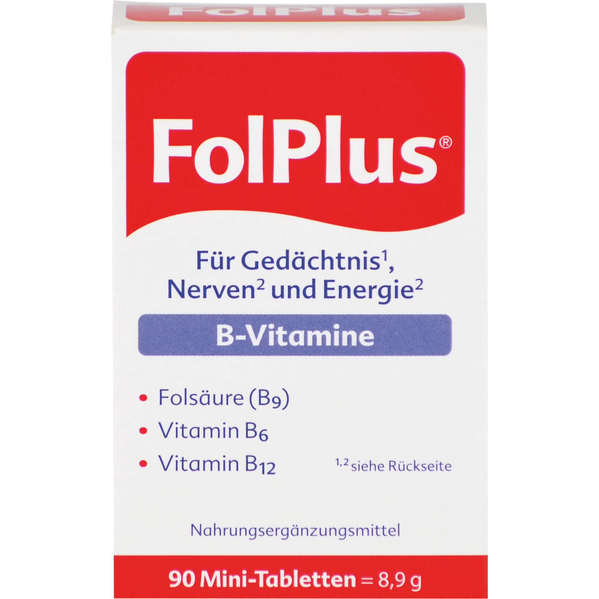FolPlus Mini-Tabletten, 90 St – Vitamin-B-Kombination (B6, B9, B12)
