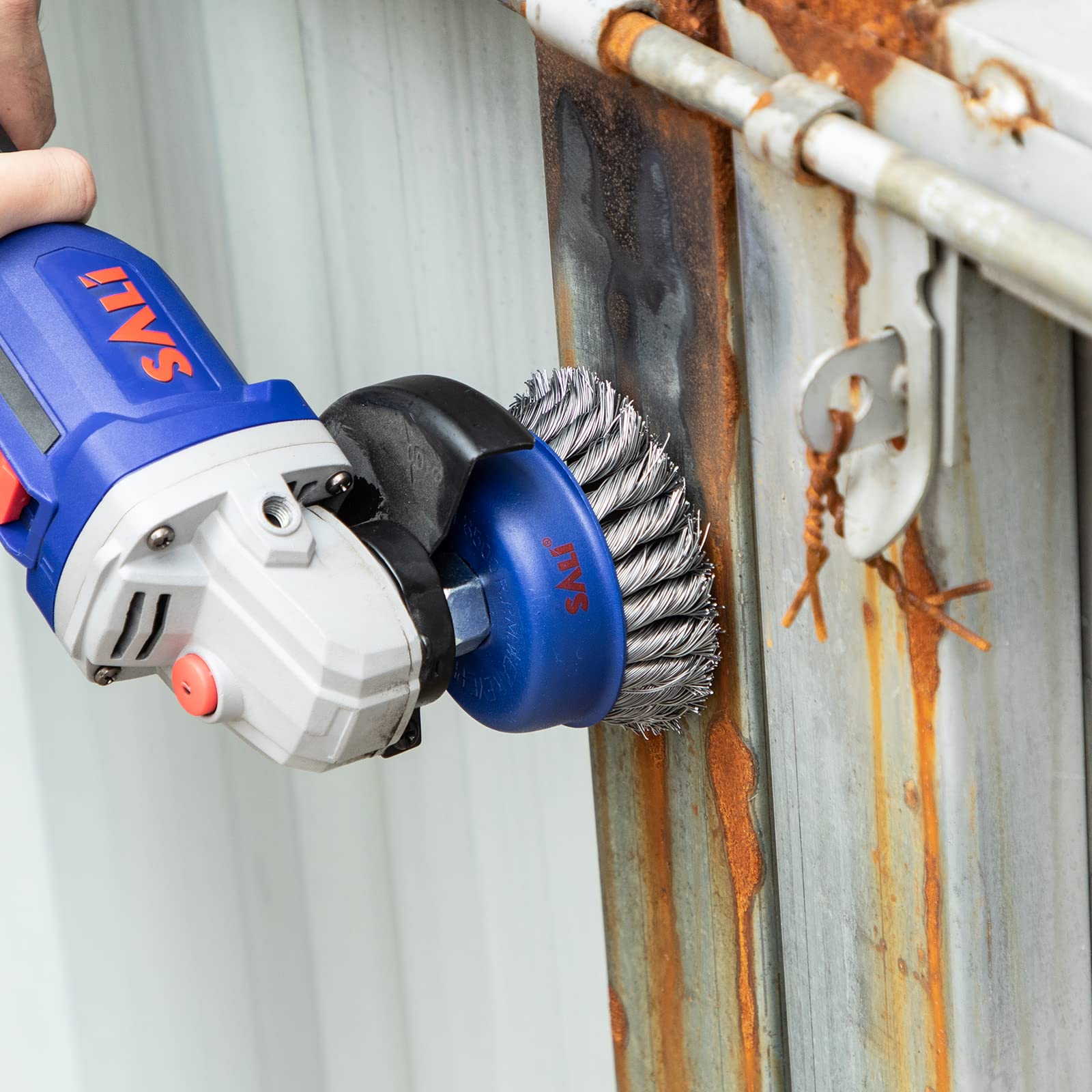 Aain Lot De 6 Brosses Métalliques Pour Meuleuse D'angle, 7,6 Et 10,2 Cm, Brosse Torsadée Nouée Et Grossière Sertie Pour Meuleuse D'angle Avec Tige De Filetage UNC De 5/8"-11 Pour Enlever La Rouille