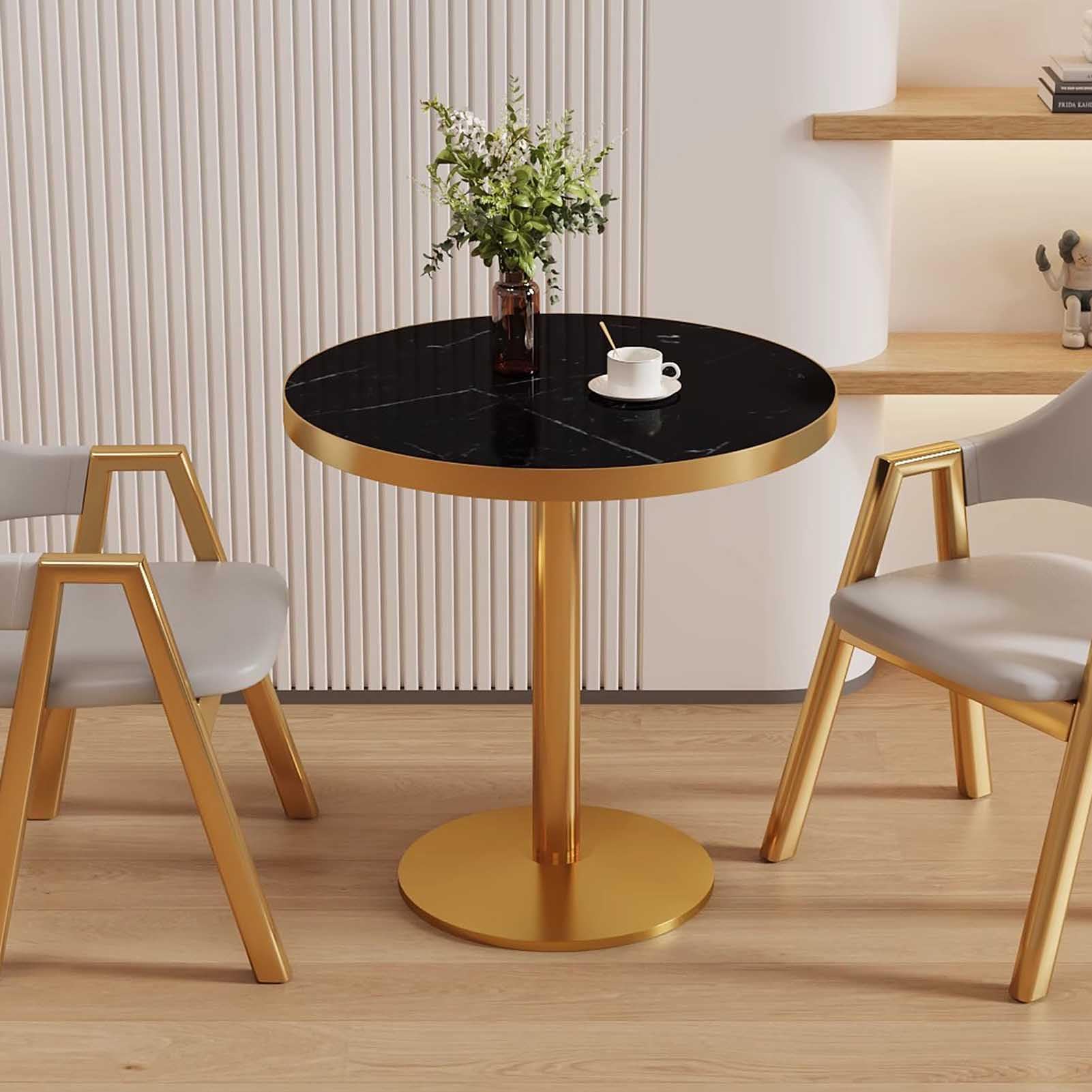 Table de salle à manger ronde moderne du milieu du siècle 60 cm pour 2 à 4 personnes, base sur piédestal, meuble élégant pour la maison, le bureau et la cuisine, design peu encombrant, salle à manger