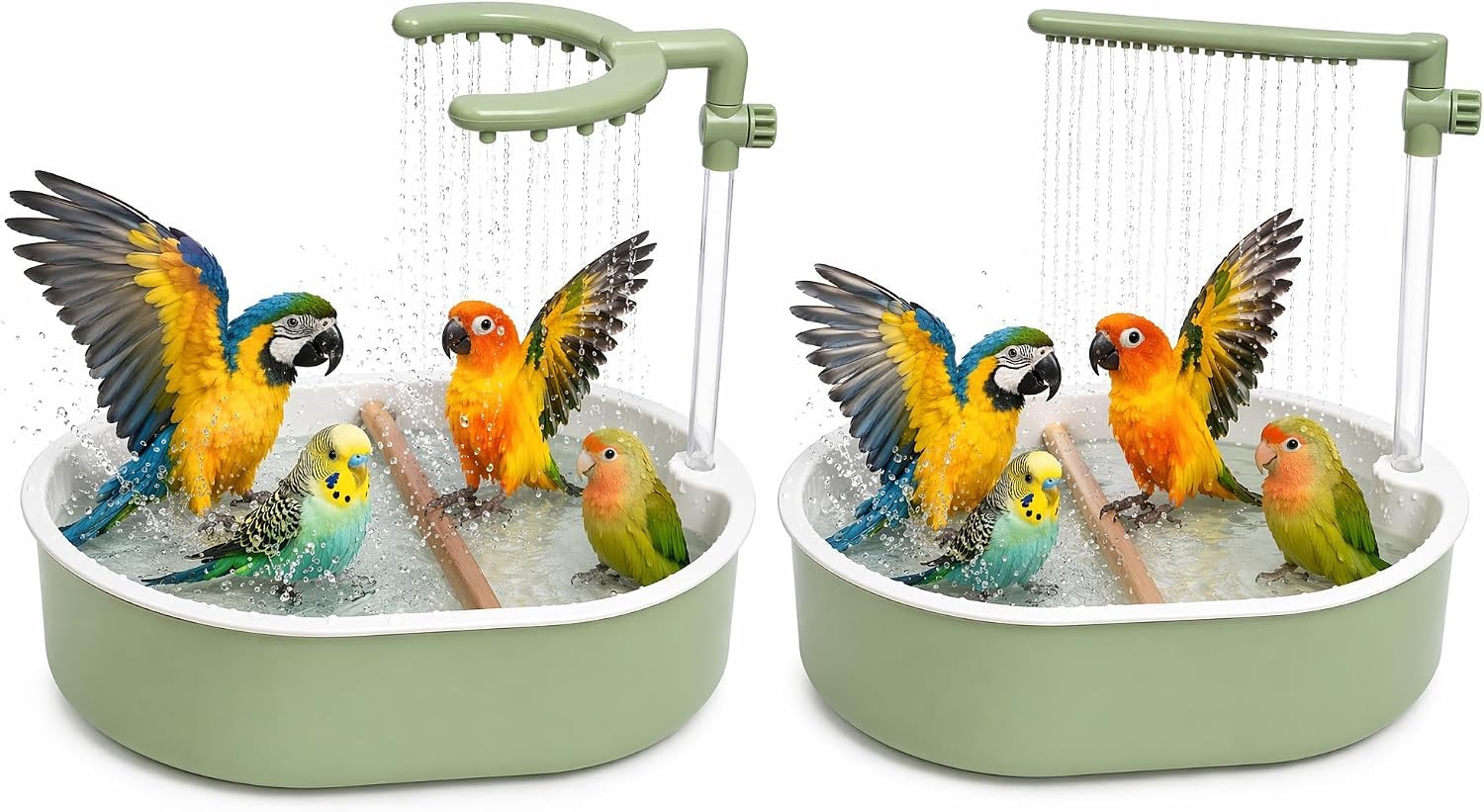 Budgie Bath, Bird Bath for Cage Automatic Rain Shower, Parrot Shower USB Powered Pump, Portable Bird Shower, Parrot Bath, Large Bird Cage (Both U-Shaped & Straight Spouts)