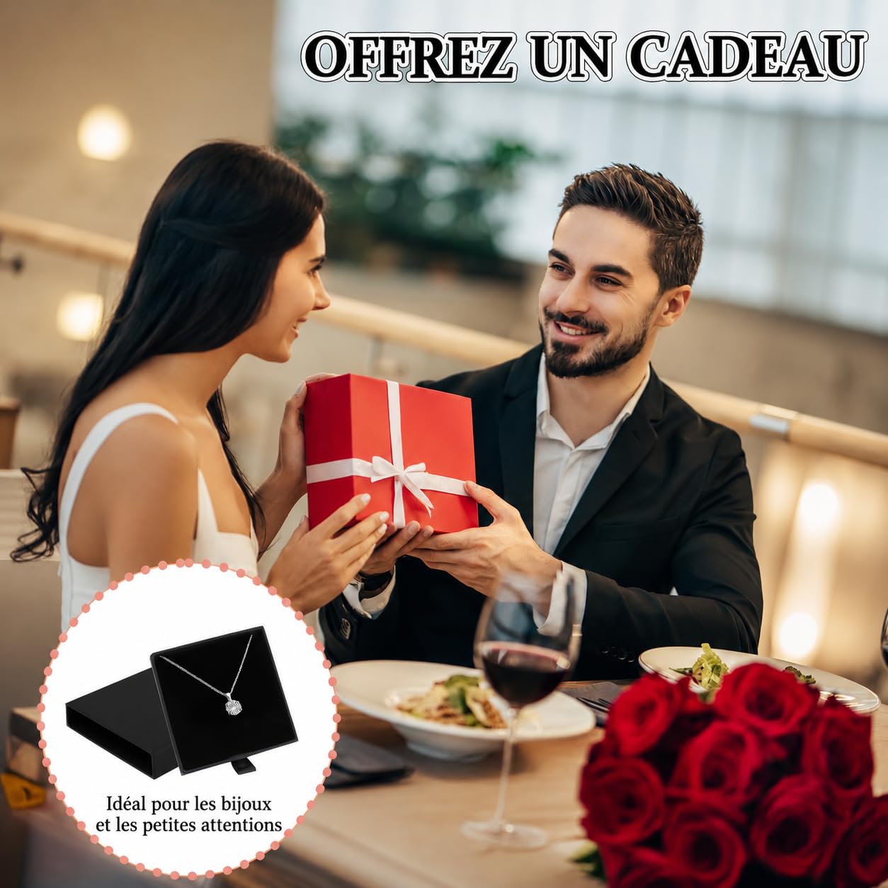 Lot de 24 Écrins Cadeaux pour Bijoux, 8 x 8 x 1,7 cm, avec Mousse