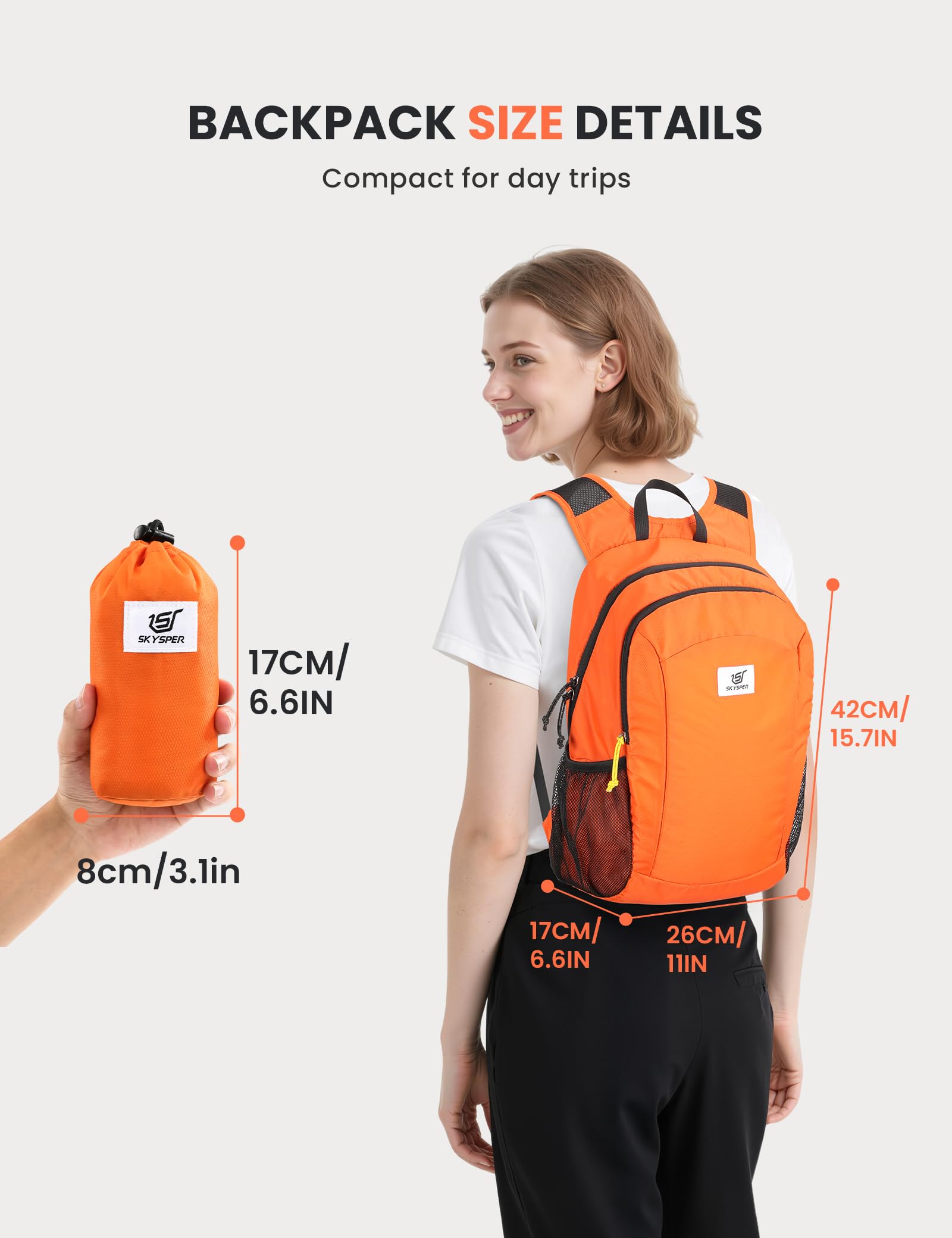 SKYSPER ISHELL16 Zaino Ultraleggero Pieghevole Antivol | 16L Unisex - Trekking, Viaggio & Campeggio
