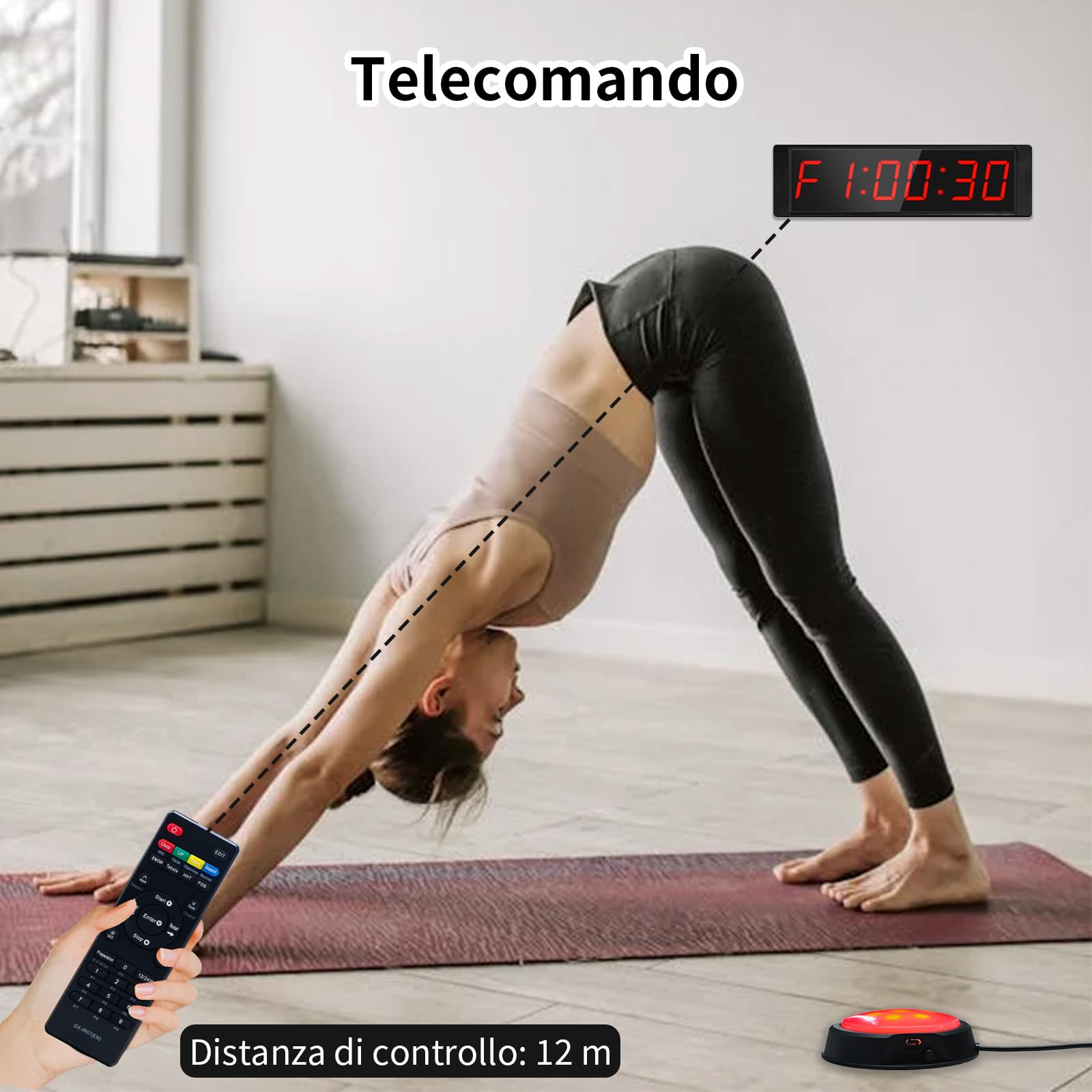 Orologio Digitale Cronometro Sportivo Palestra con Timer Intervallo Pulsante
