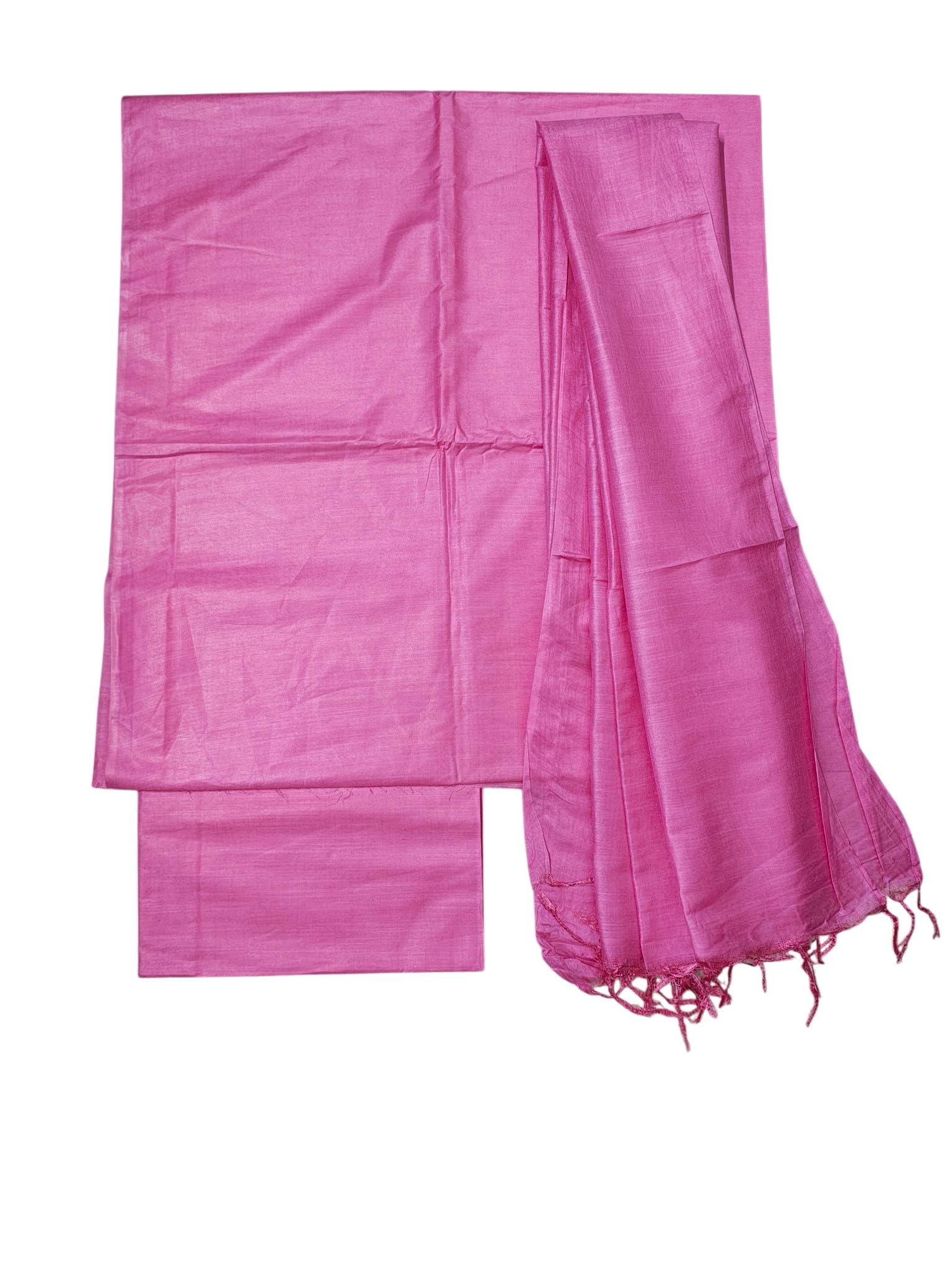 Women's Unstitched Salwar Suit Dress Material with Dupatta | Plain Cotton Silk Suit Dress Material-image-13