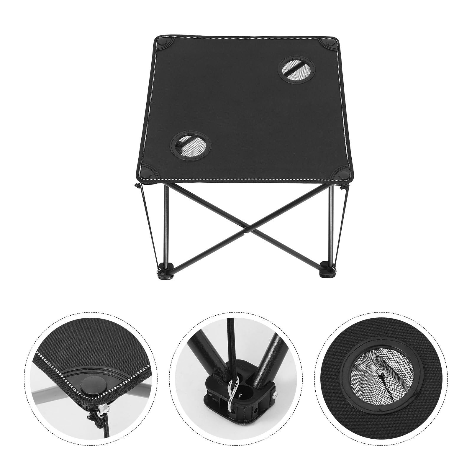 Luxshiny Tavolo Pieghevole Portatile con Due Portabicchieri per Picnic e Campeggio Tasche Comode Oxford e Struttura in Ferro per Attività All'aperti